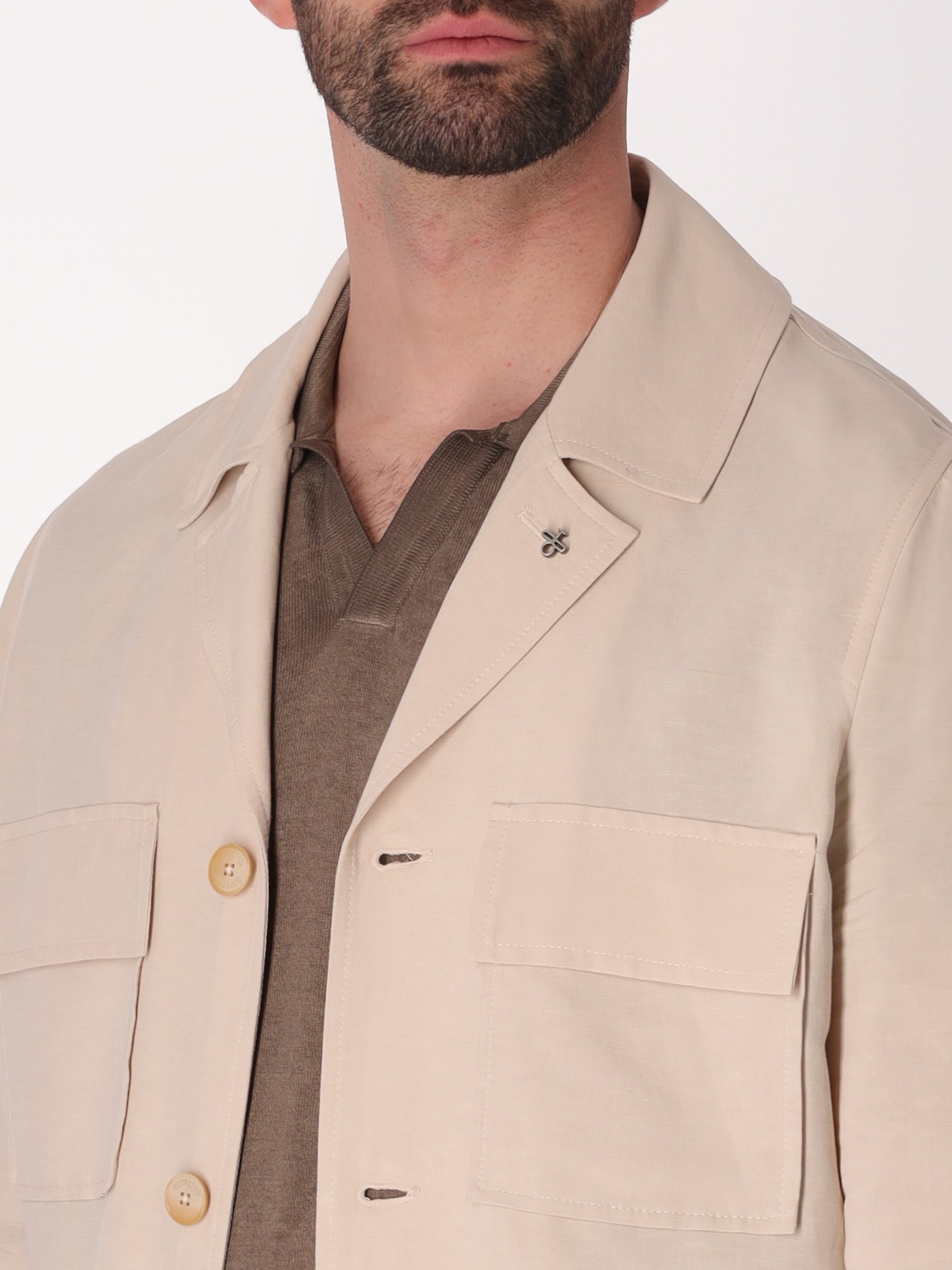 Field Jacket Alloro In Lightweight Linen-Viscose Fabric