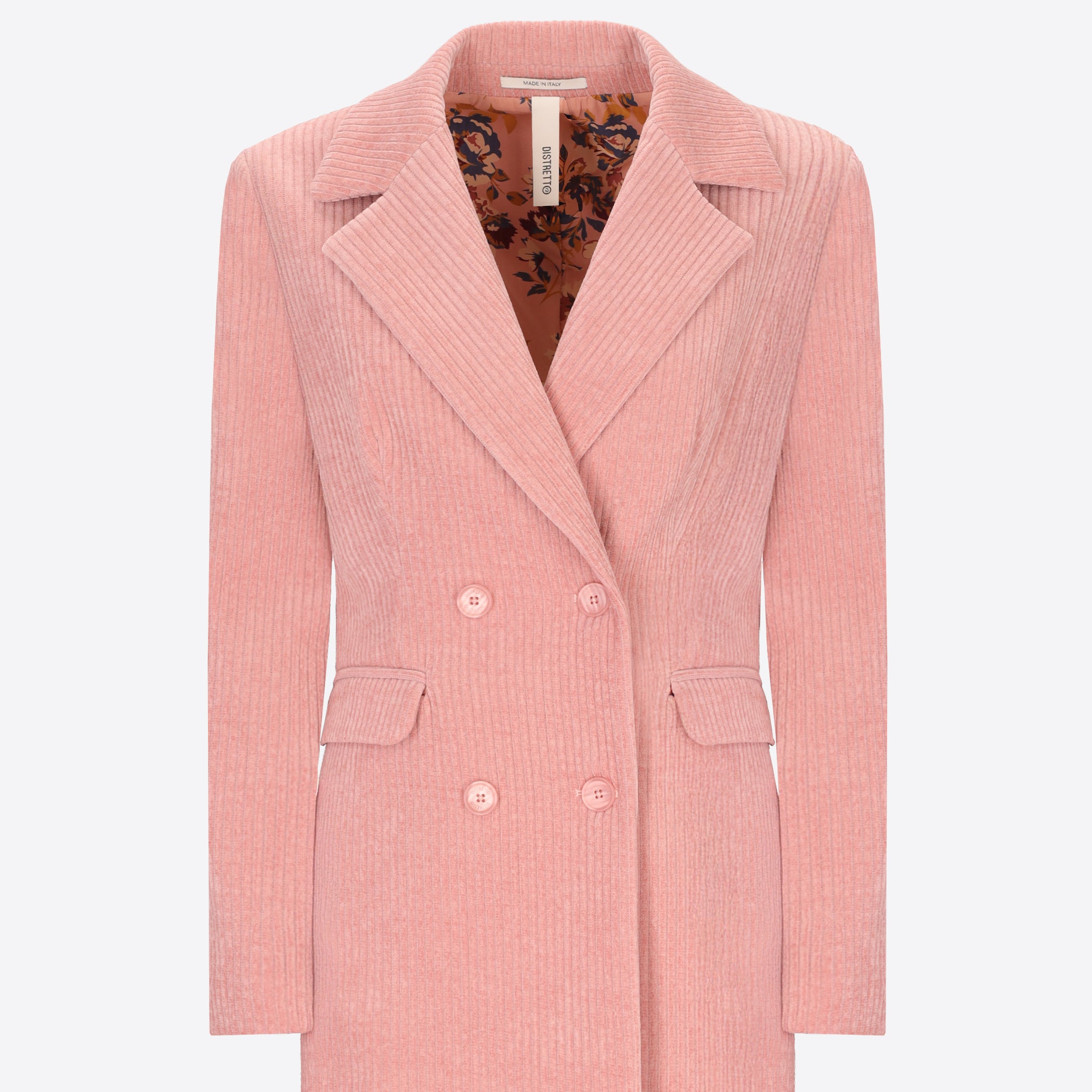 Distretto12 Torino Pink 500-Wale Corduroy Double-Breasted Jacket - Woman - Product Still Life