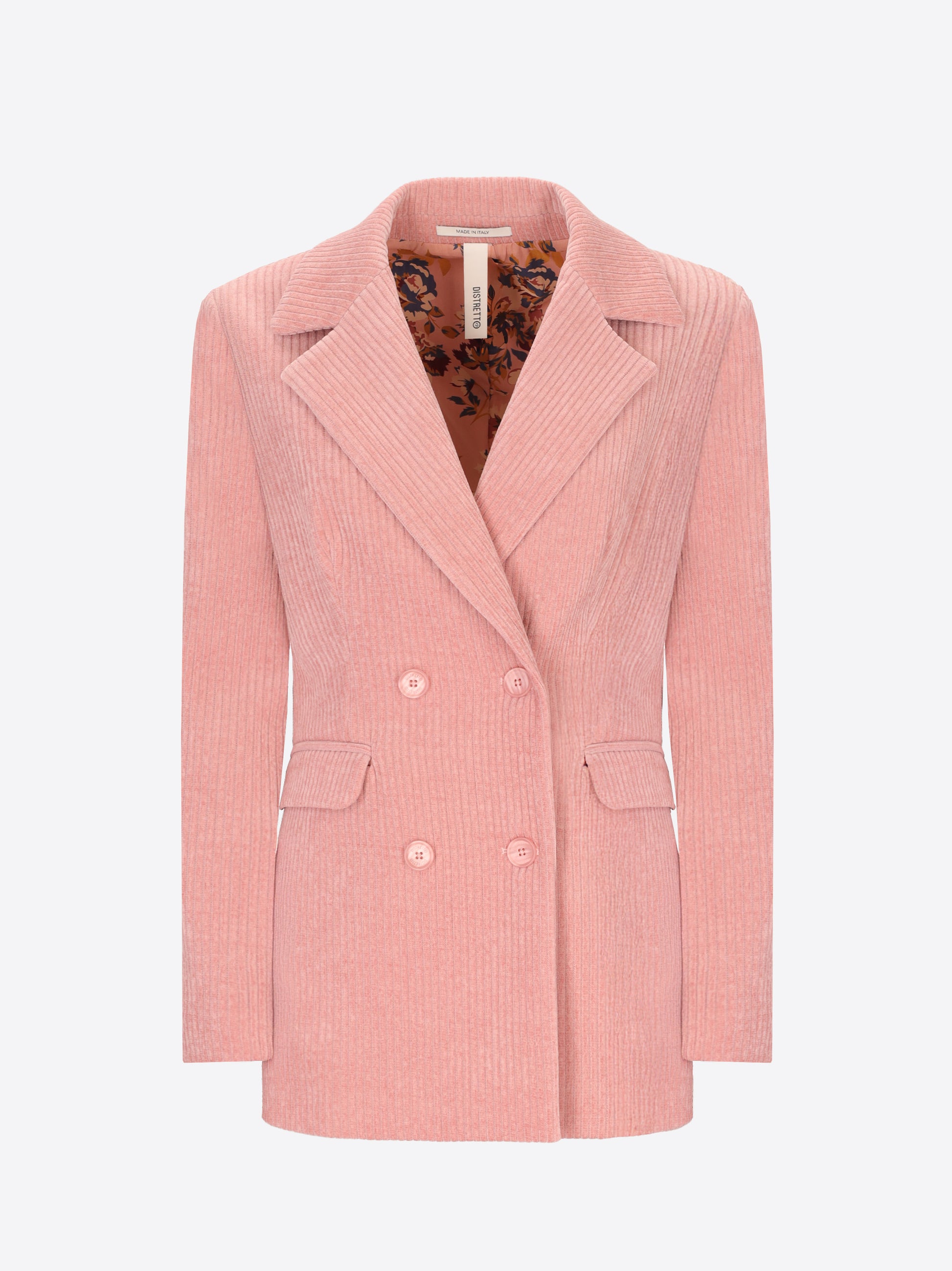 Distretto12 Torino Pink 500-Wale Corduroy Double-Breasted Jacket - Woman - Product Still Life