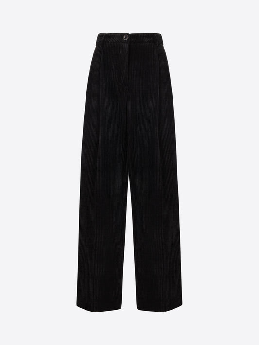 Distretto12 Torino Black 500-Wale Corduroy Regular Trousers - Woman - Product Still Life