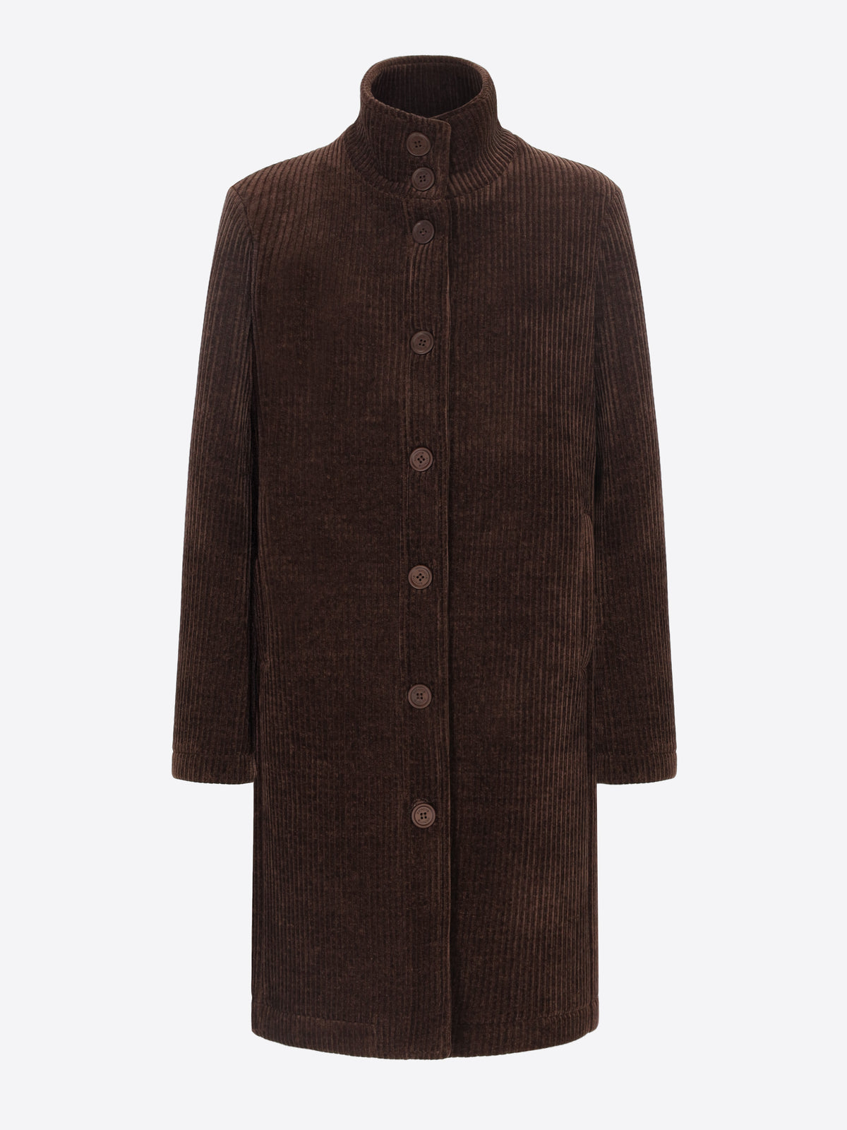 Distretto12 Alba Brown Bonded 500-Wale Corduroy Coat - Woman - Product Still Life
