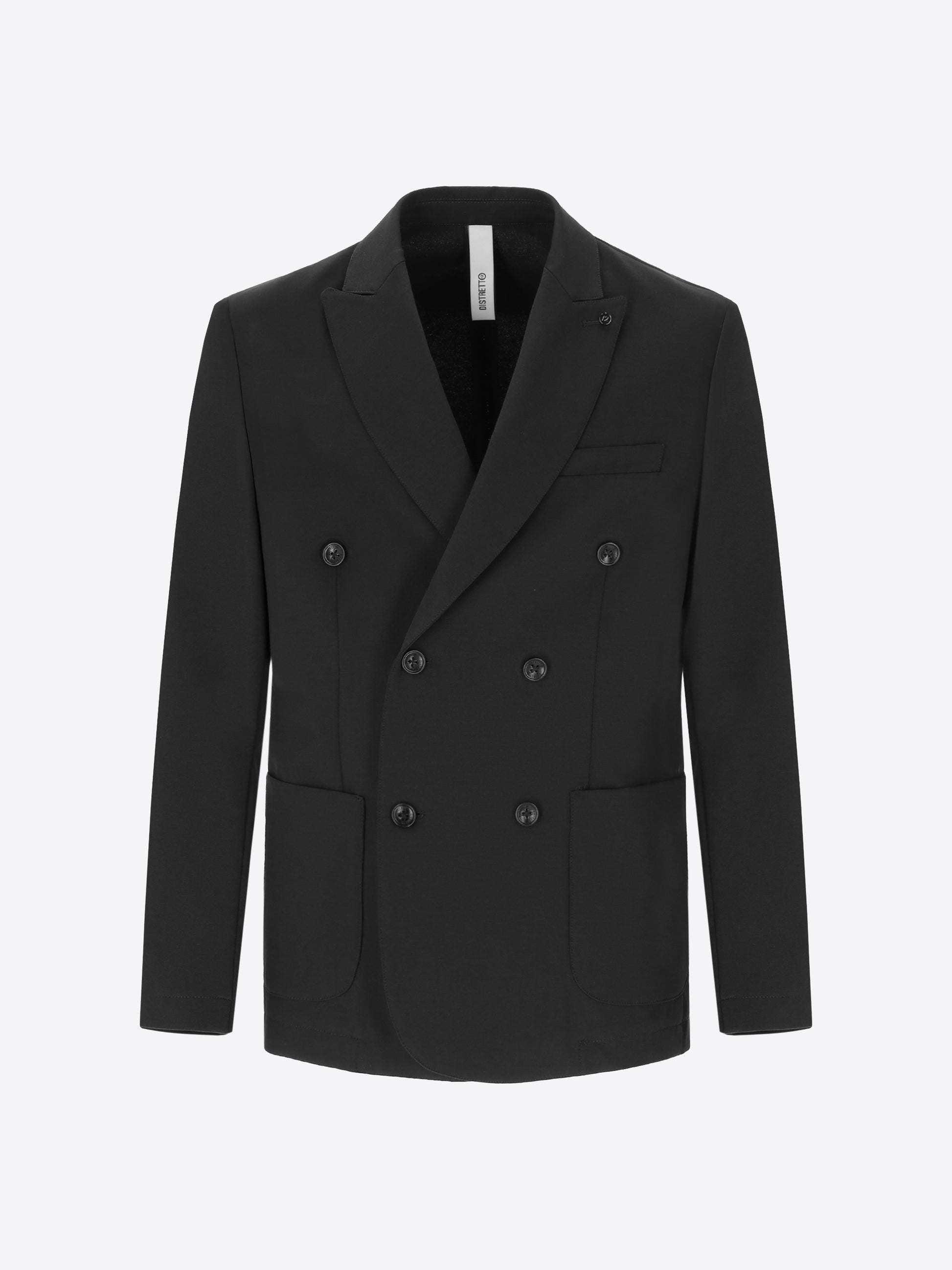 Technical Double-Breasted Jacket in Punto Milano Fabric