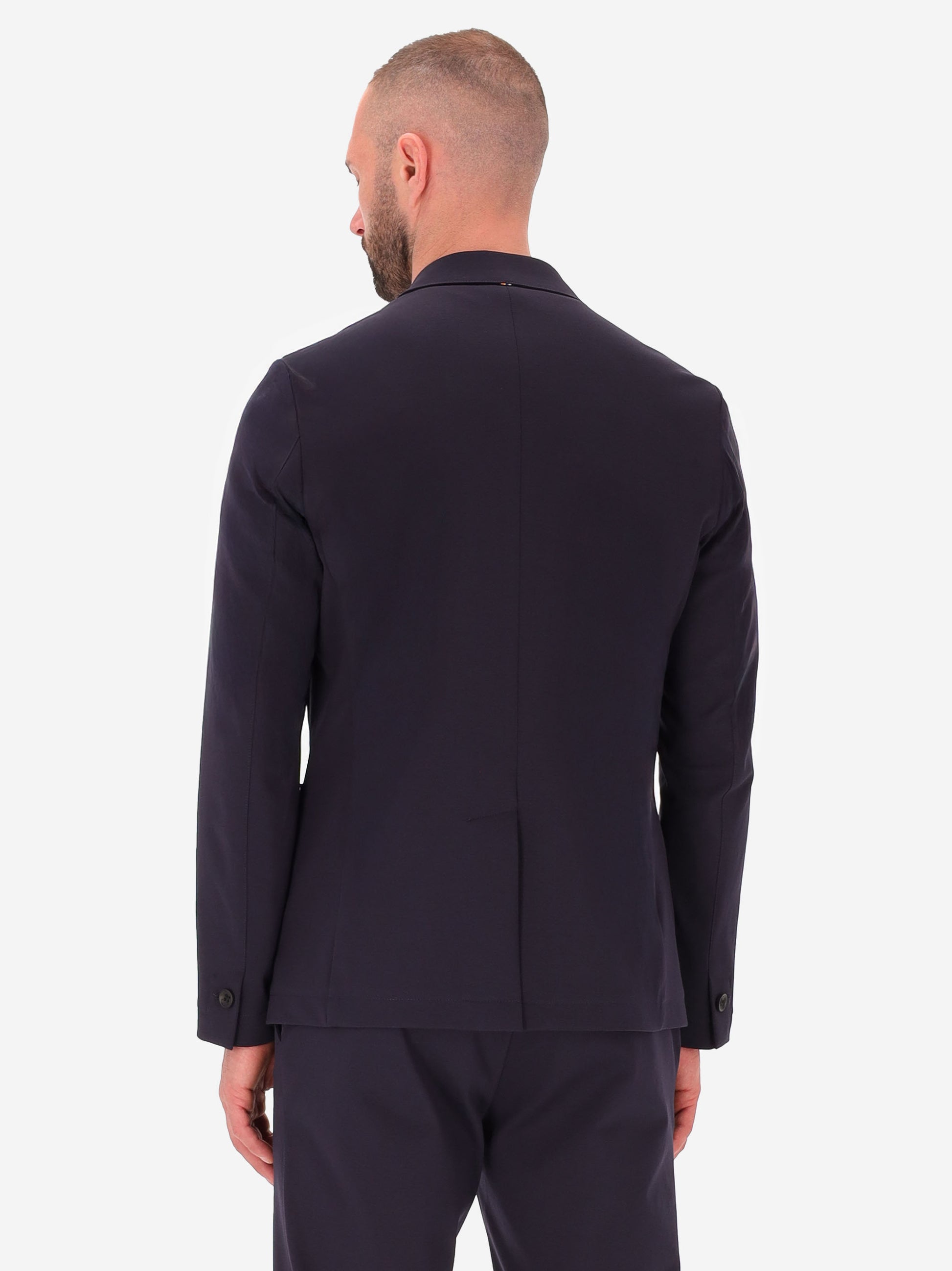Technical Double-Breasted Jacket in Punto Milano Fabric
