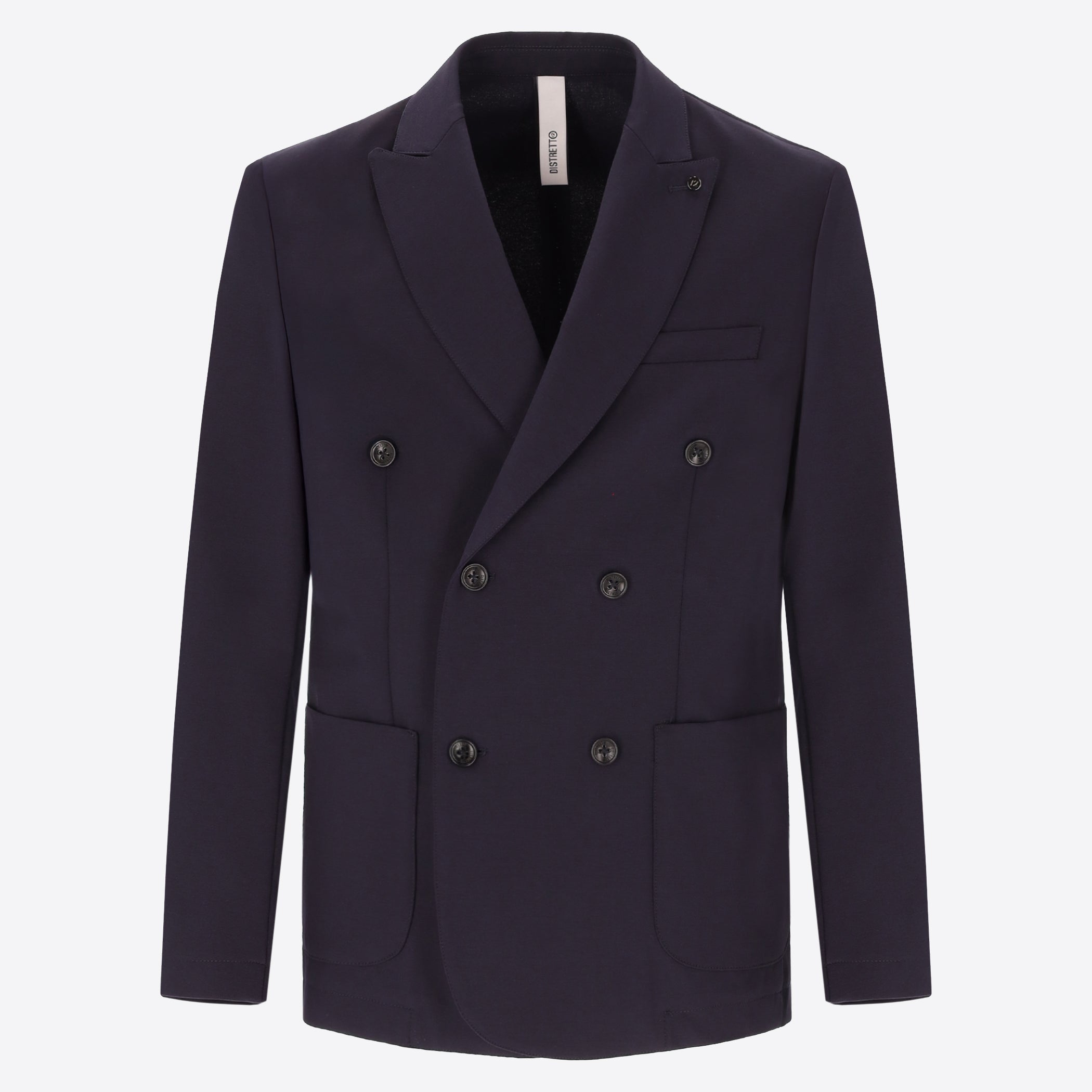 Technical Double-Breasted Jacket in Punto Milano Fabric