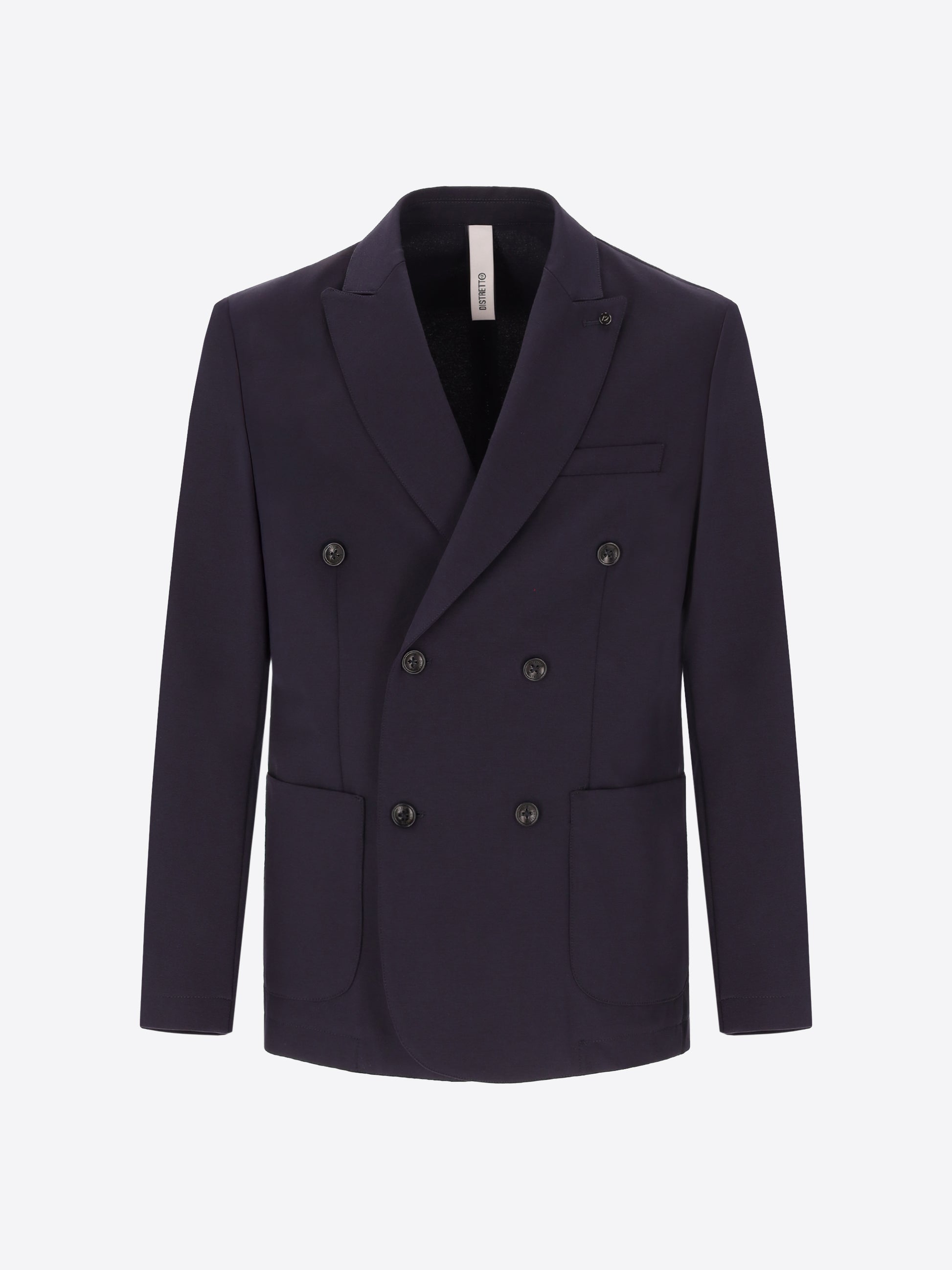 Technical Double-Breasted Jacket in Punto Milano Fabric