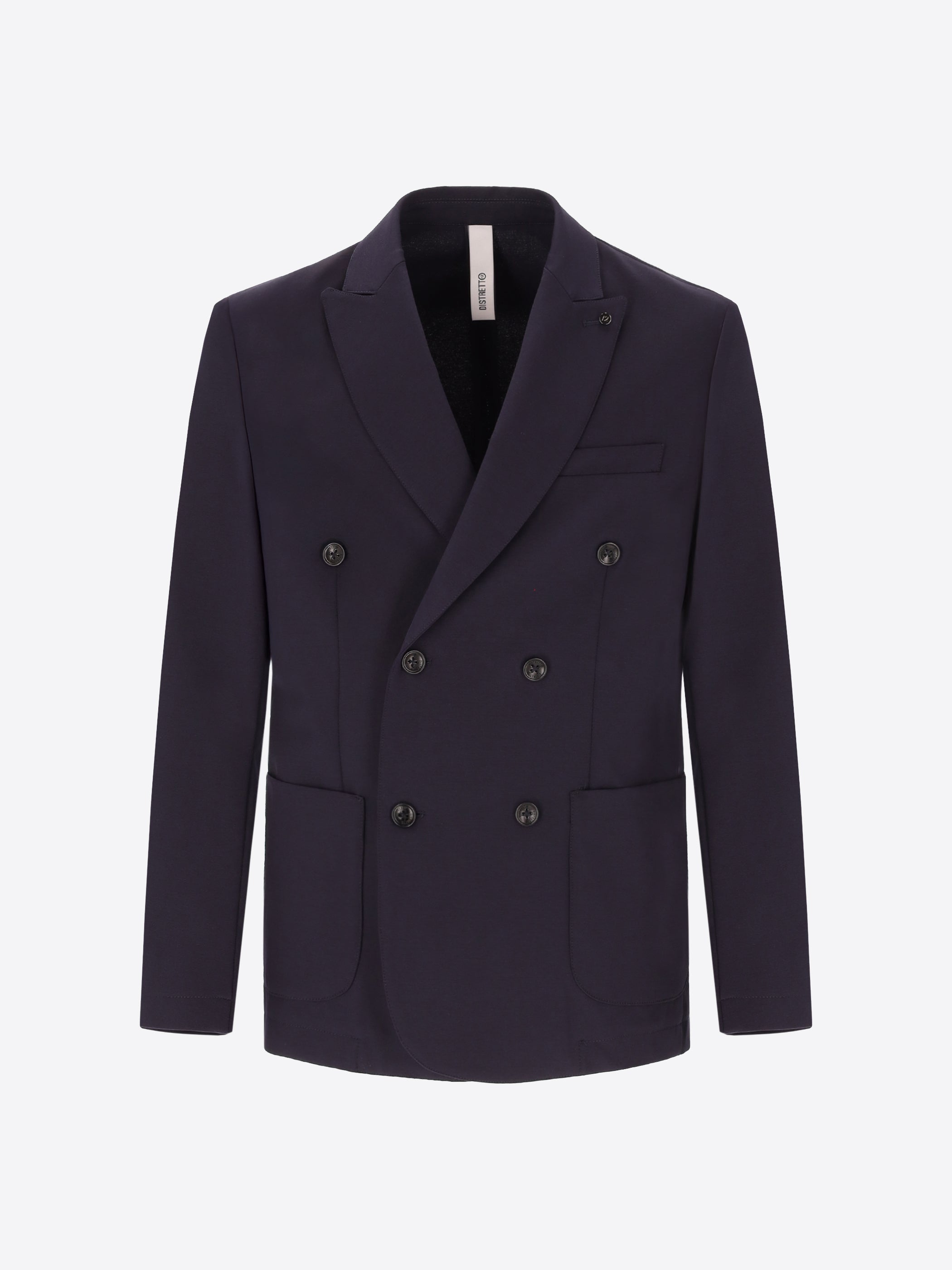 Technical Double-Breasted Jacket in Punto Milano Fabric