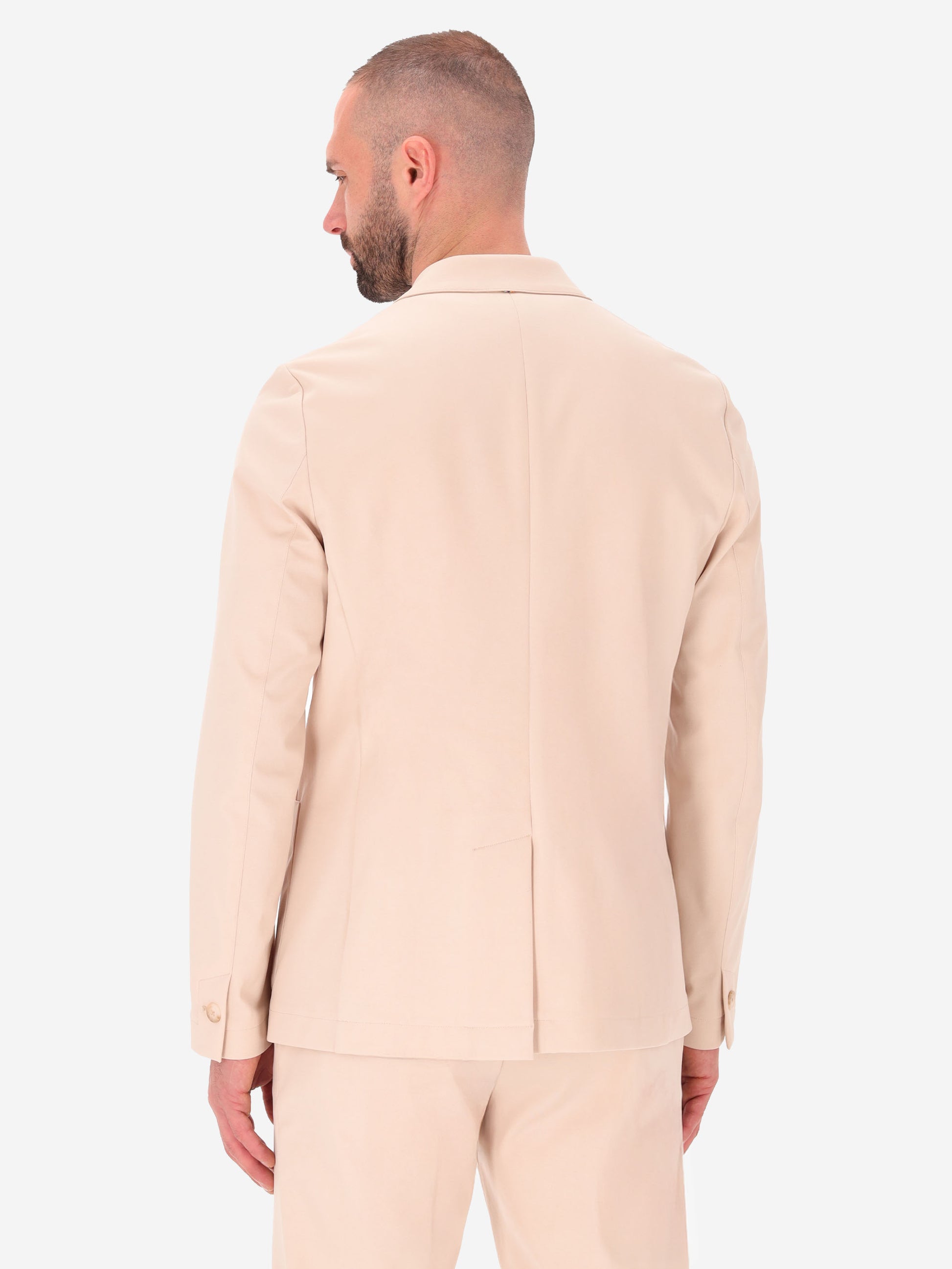 Technical Double-Breasted Jacket in Punto Milano Fabric