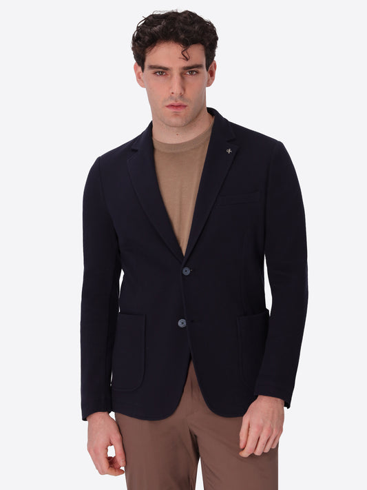 Clay Jacke Aus Ton-in-Ton Punktstruktur-Stretchgewebe