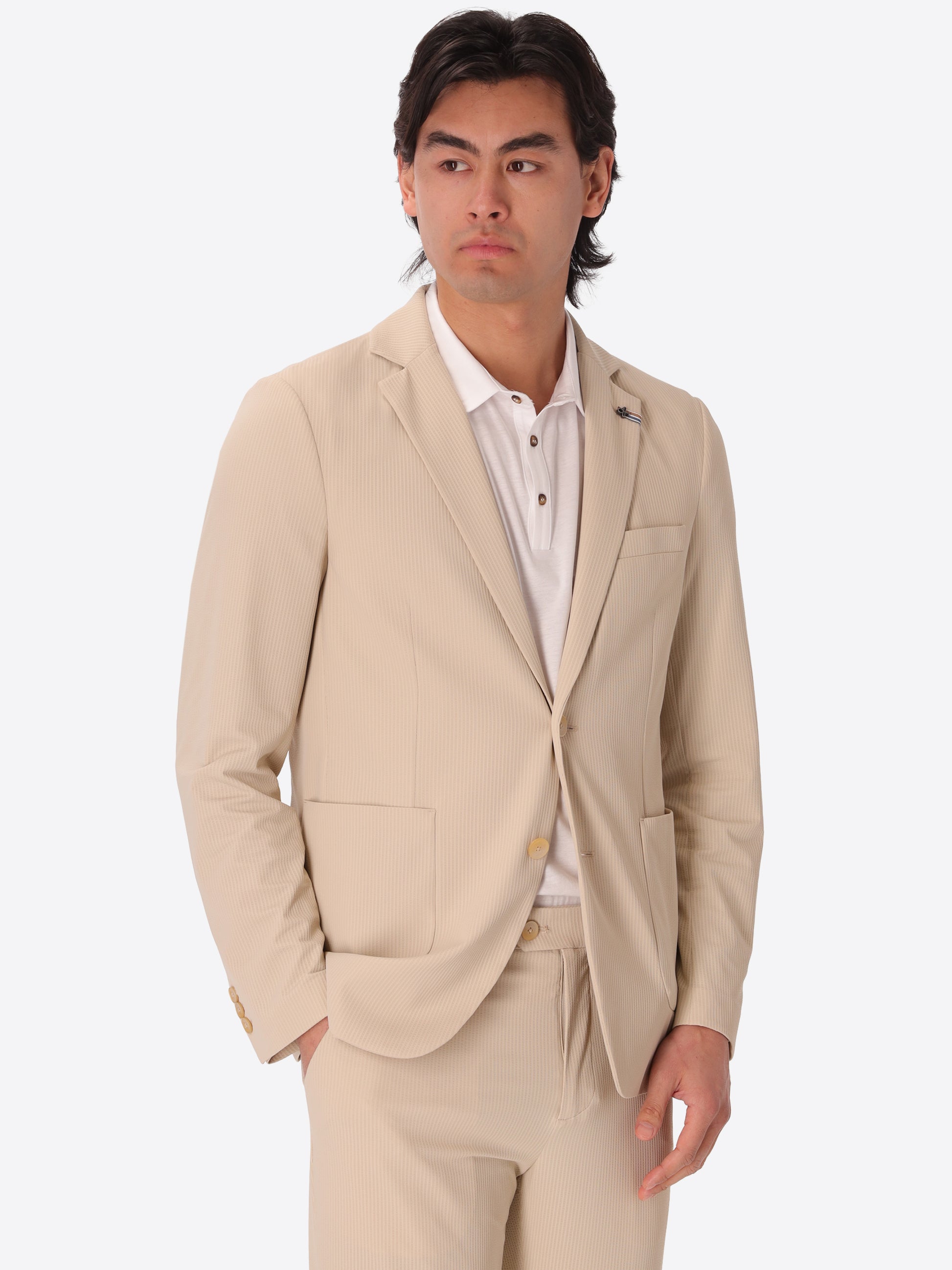 Giacca High-Perform12 Leccio In Tessuto Tecnico Stretch Con Righe A Rilievo