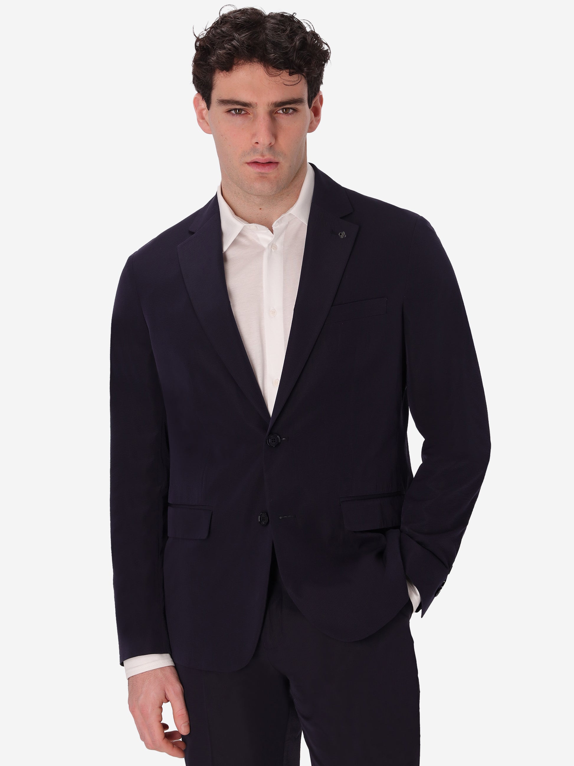 Semi-Tailored Jacket Arezzo In Super-Comfort Embossed Fine Stripe Fabric