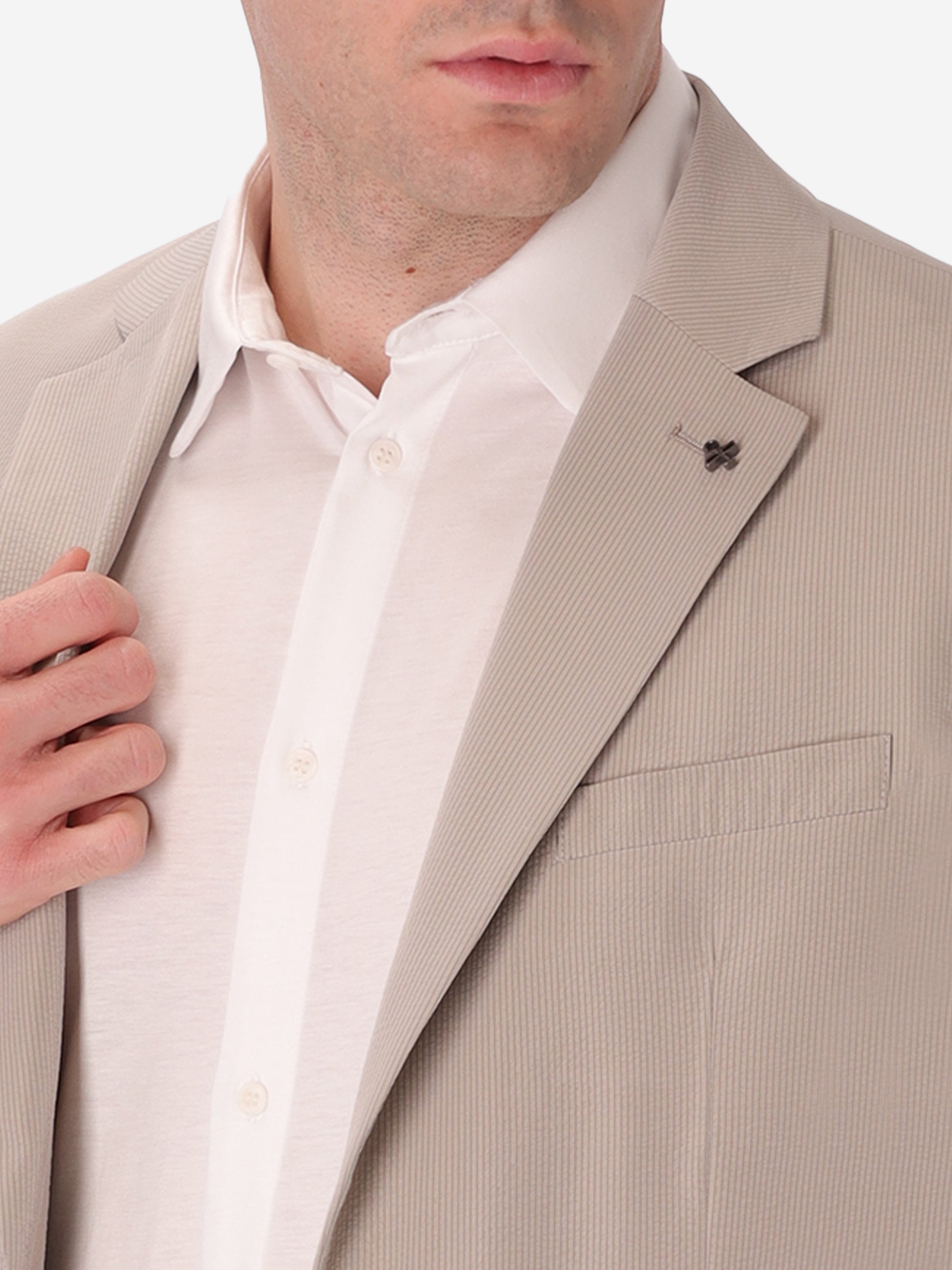 Semi-Tailored Jacket Arezzo In Super-Comfort Embossed Fine Stripe Fabric