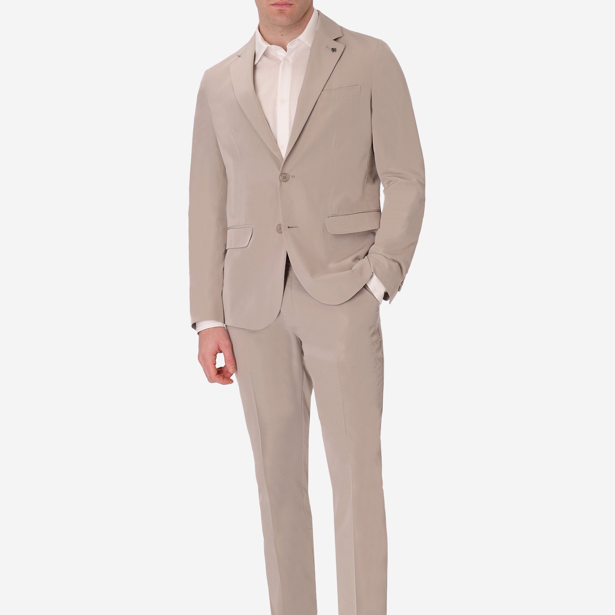 Abito Arezzo Grigio Chiaro In Tessuto Gessato Fine Goffrato Super-Comfort