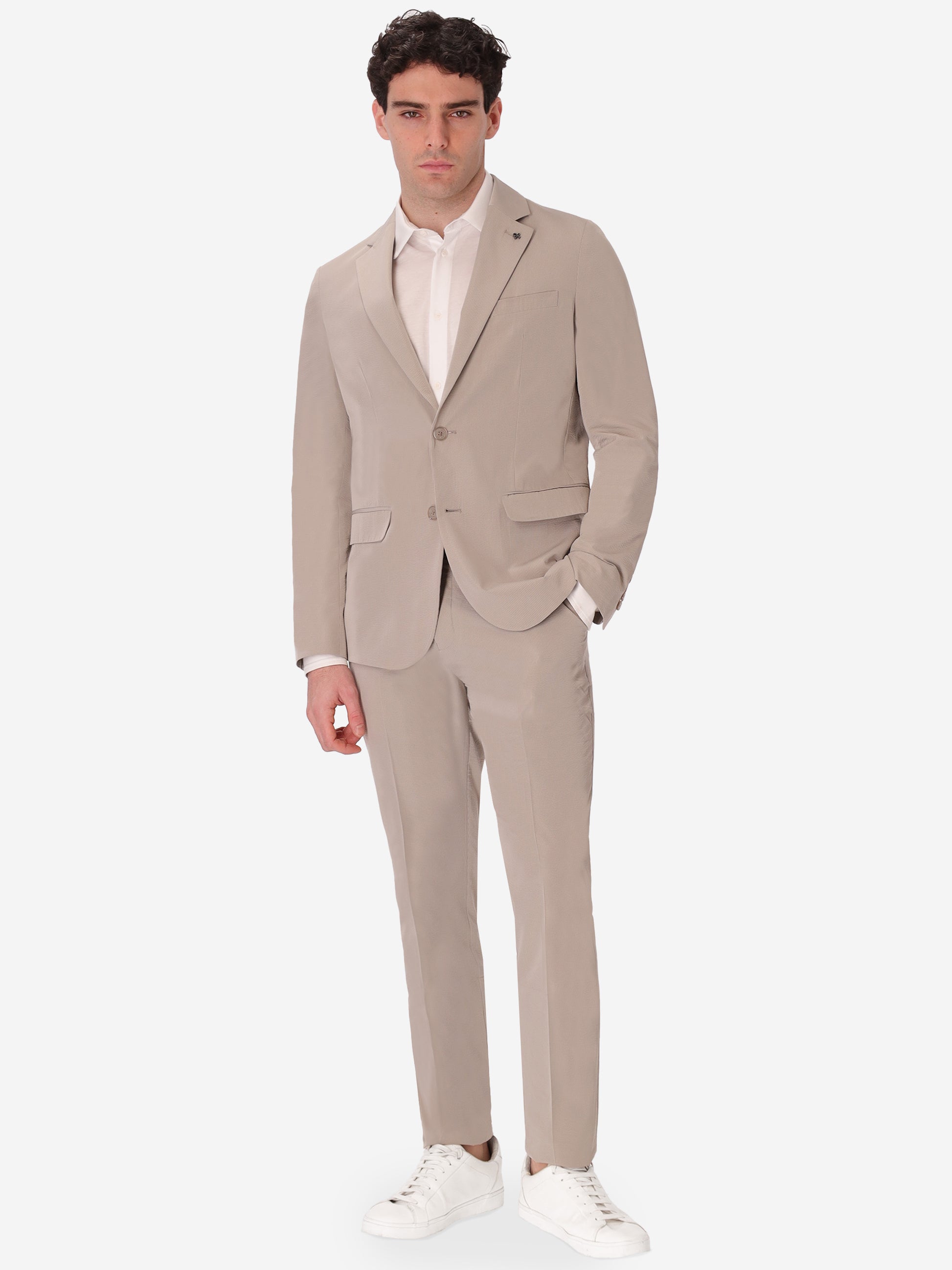 Semi-Tailored Jacket Arezzo In Super-Comfort Embossed Fine Stripe Fabric