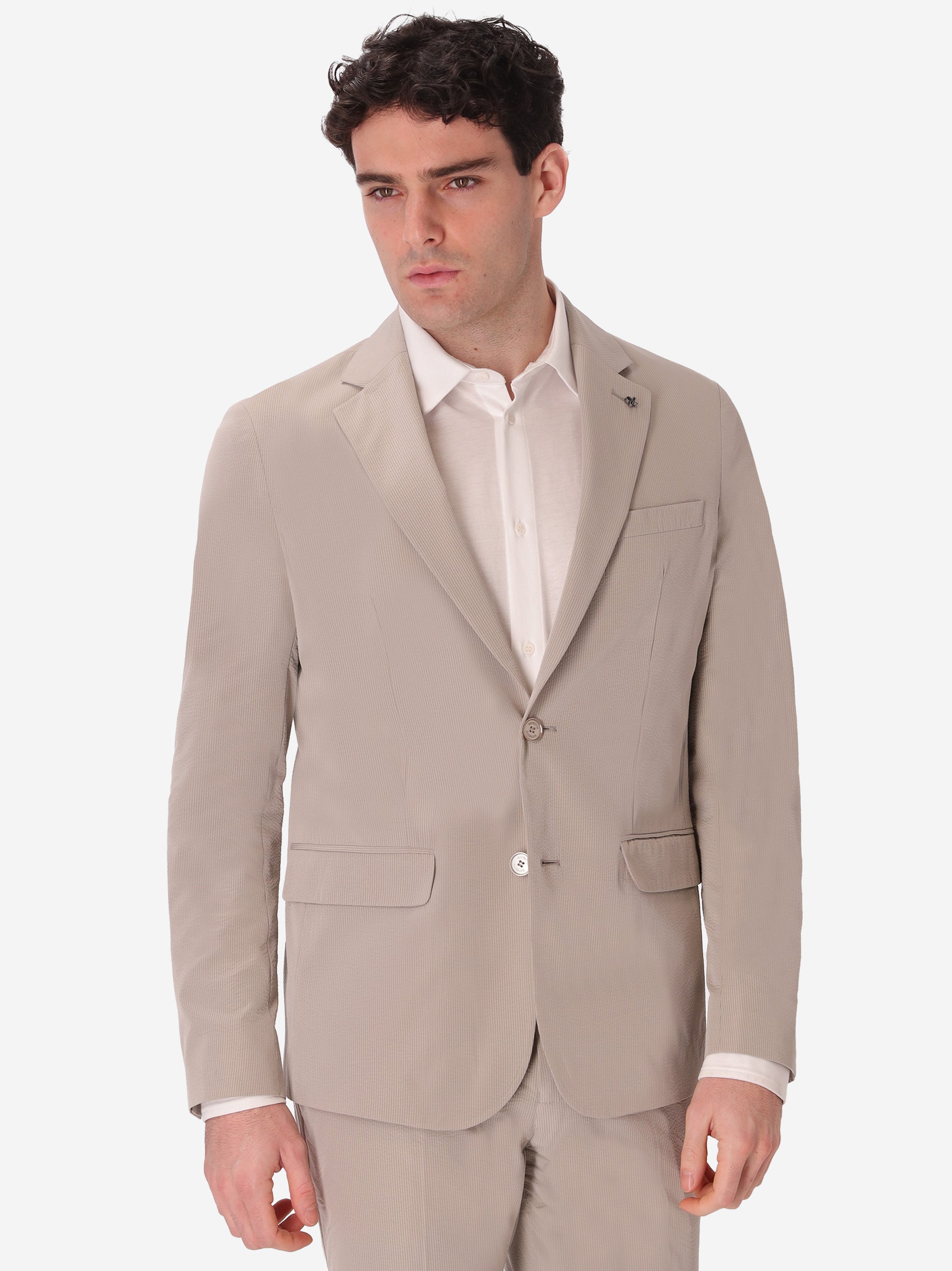 Semi-Tailored Jacket Arezzo In Super-Comfort Embossed Fine Stripe Fabric