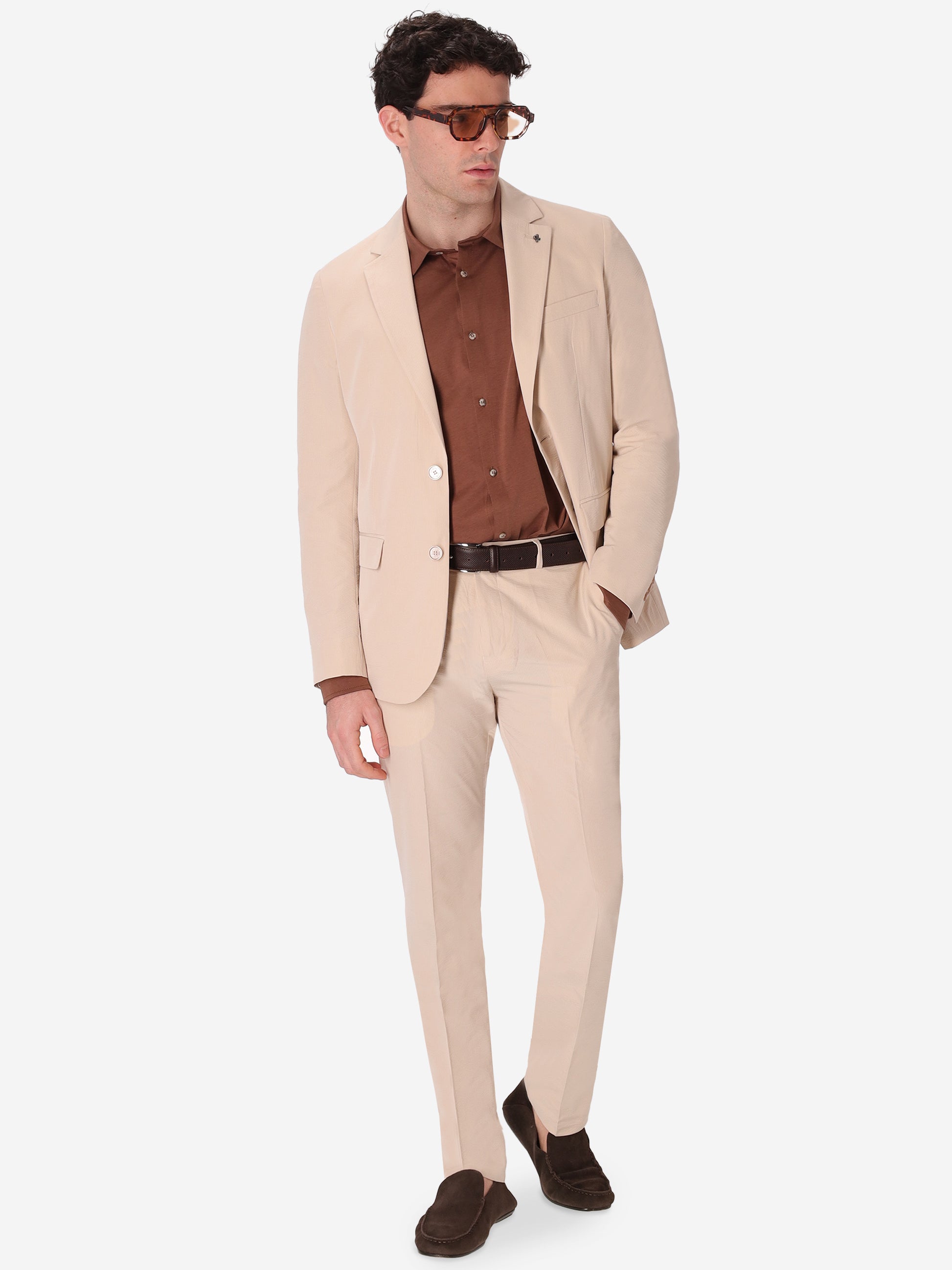 Semi-Tailored Jacket Arezzo In Super-Comfort Embossed Fine Stripe Fabric