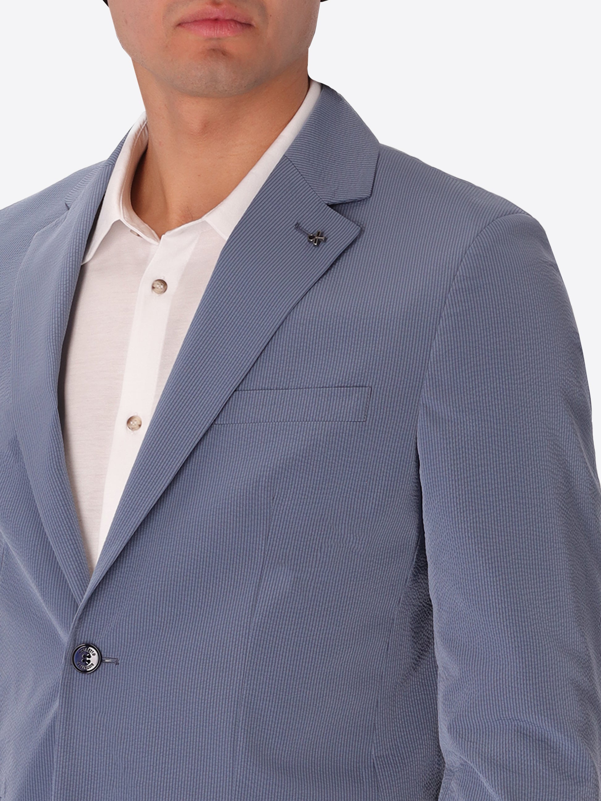 Sugar Paper Suit Arezzo In Super-Comfort Embossed Fine Stripe Fabric