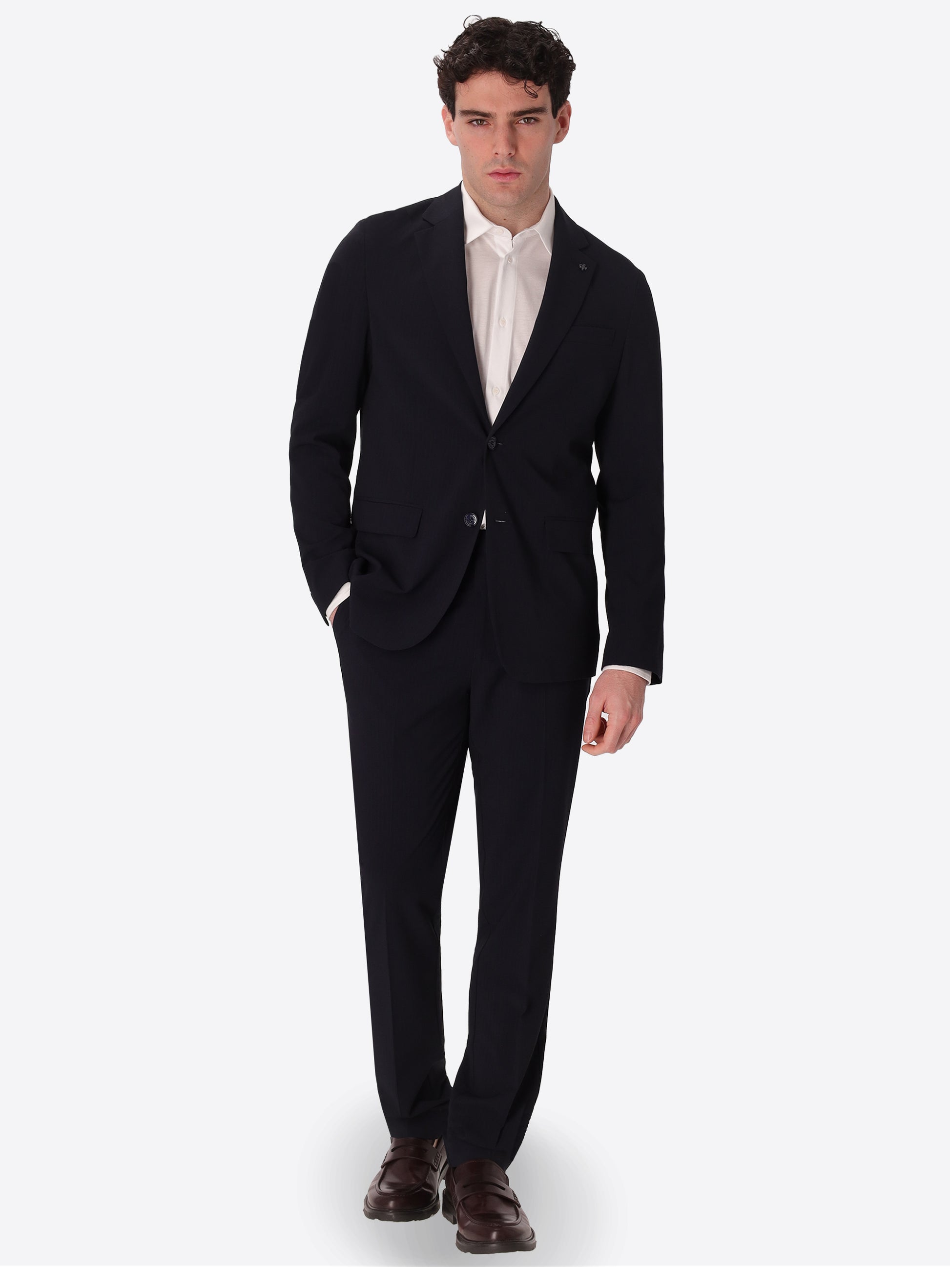 Semi-Tailored Jacket Firenze In Super-Comfort Embossed Striped Fabric