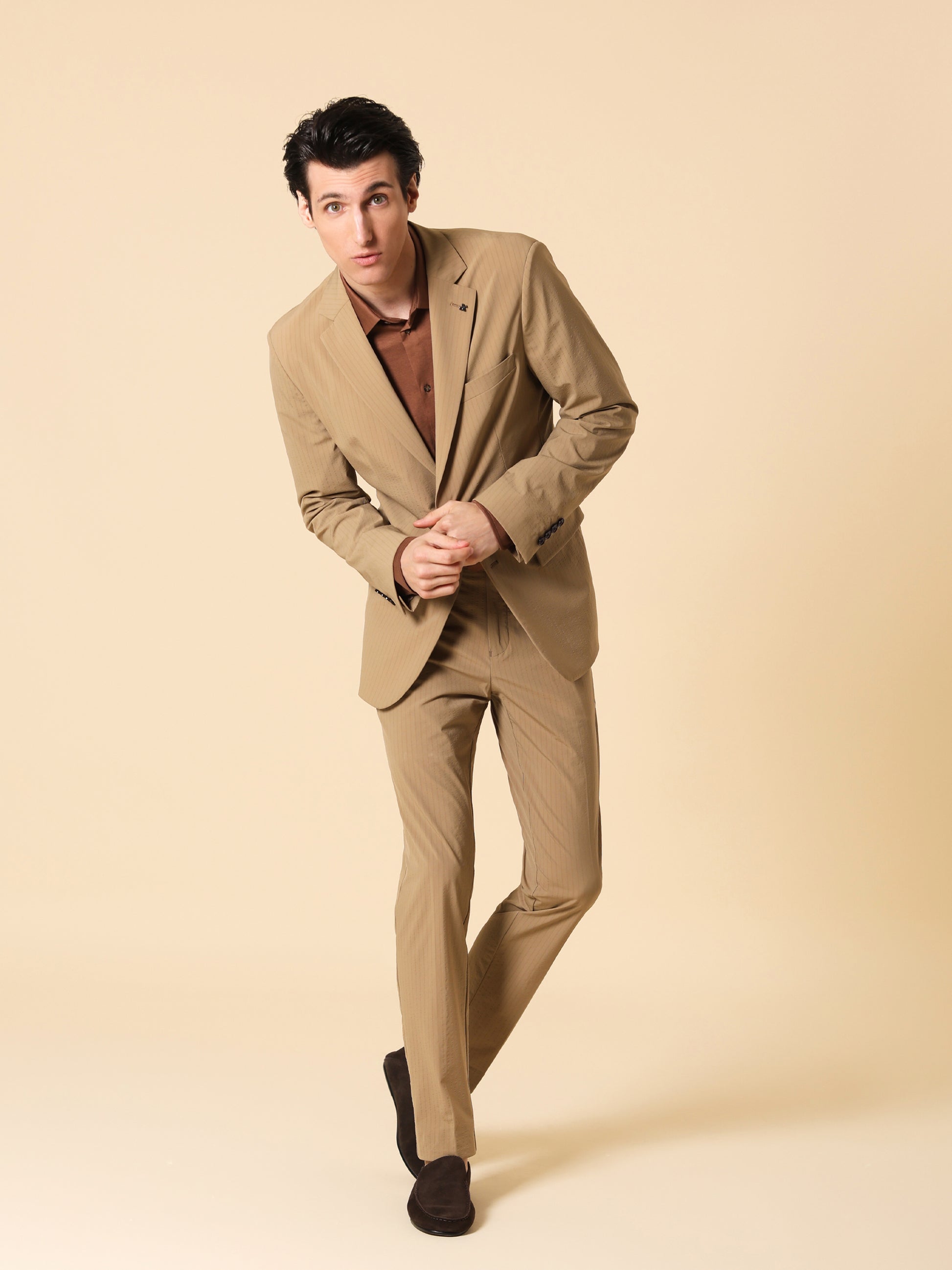 Tonfarbener gestreifter Tailoring-Anzug Carrubo aus Super-Comfort Stoff