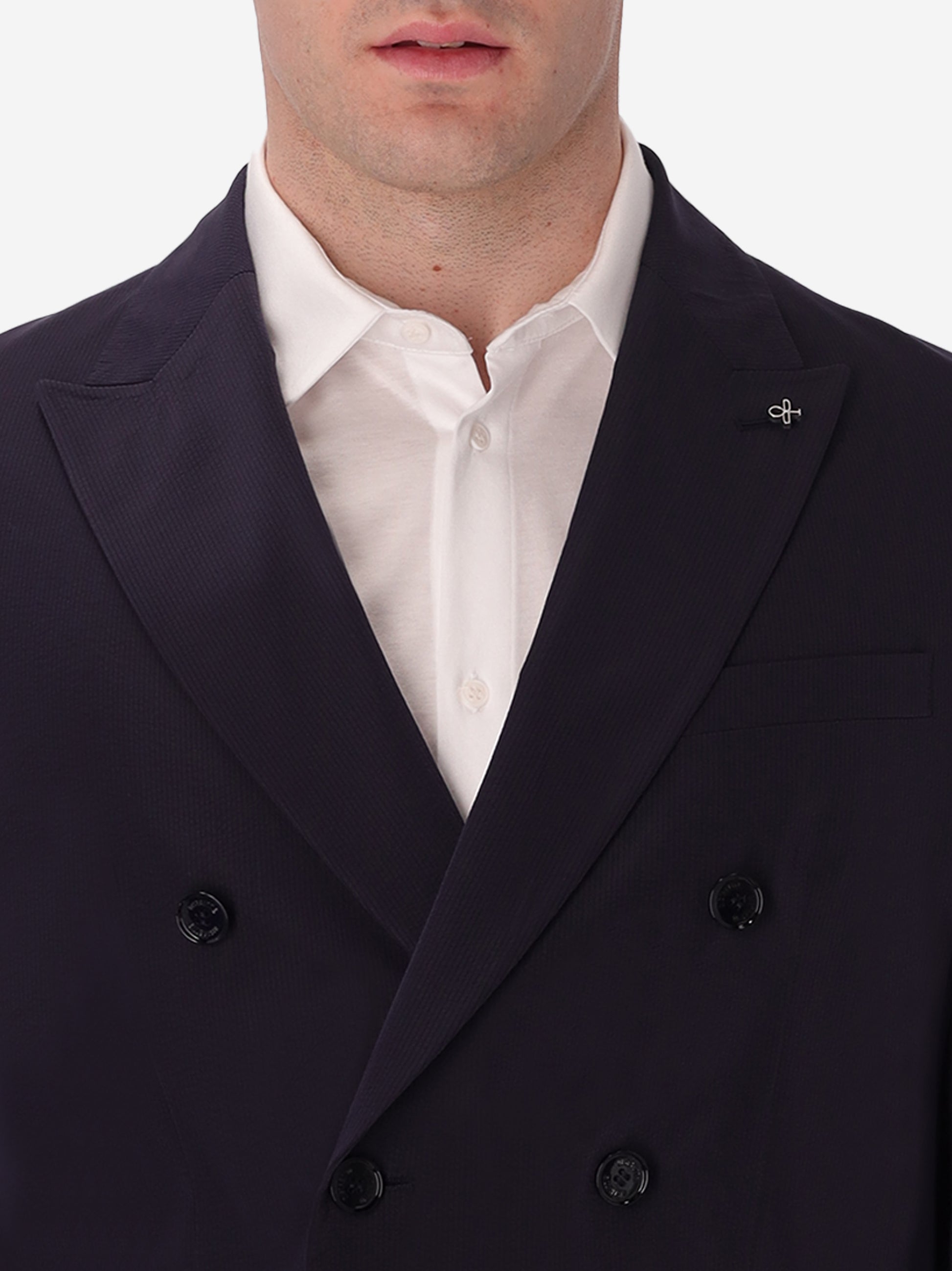 Double-Breasted Semi-Tailored Jacket Arezzo In Super-Comfort Embossed Fine Stripe Fabric