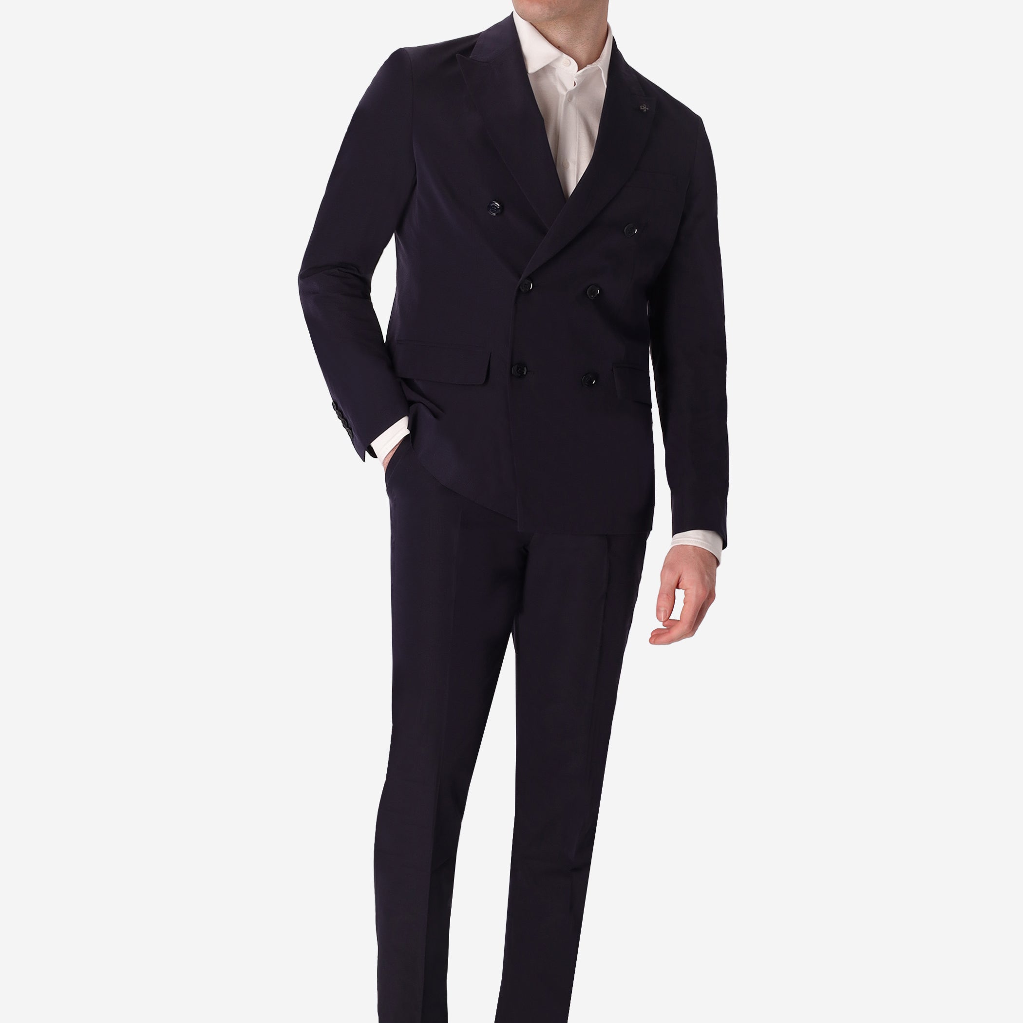 Abito Arezzo Blu In Tessuto Gessato Fine Goffrato Super-Comfort