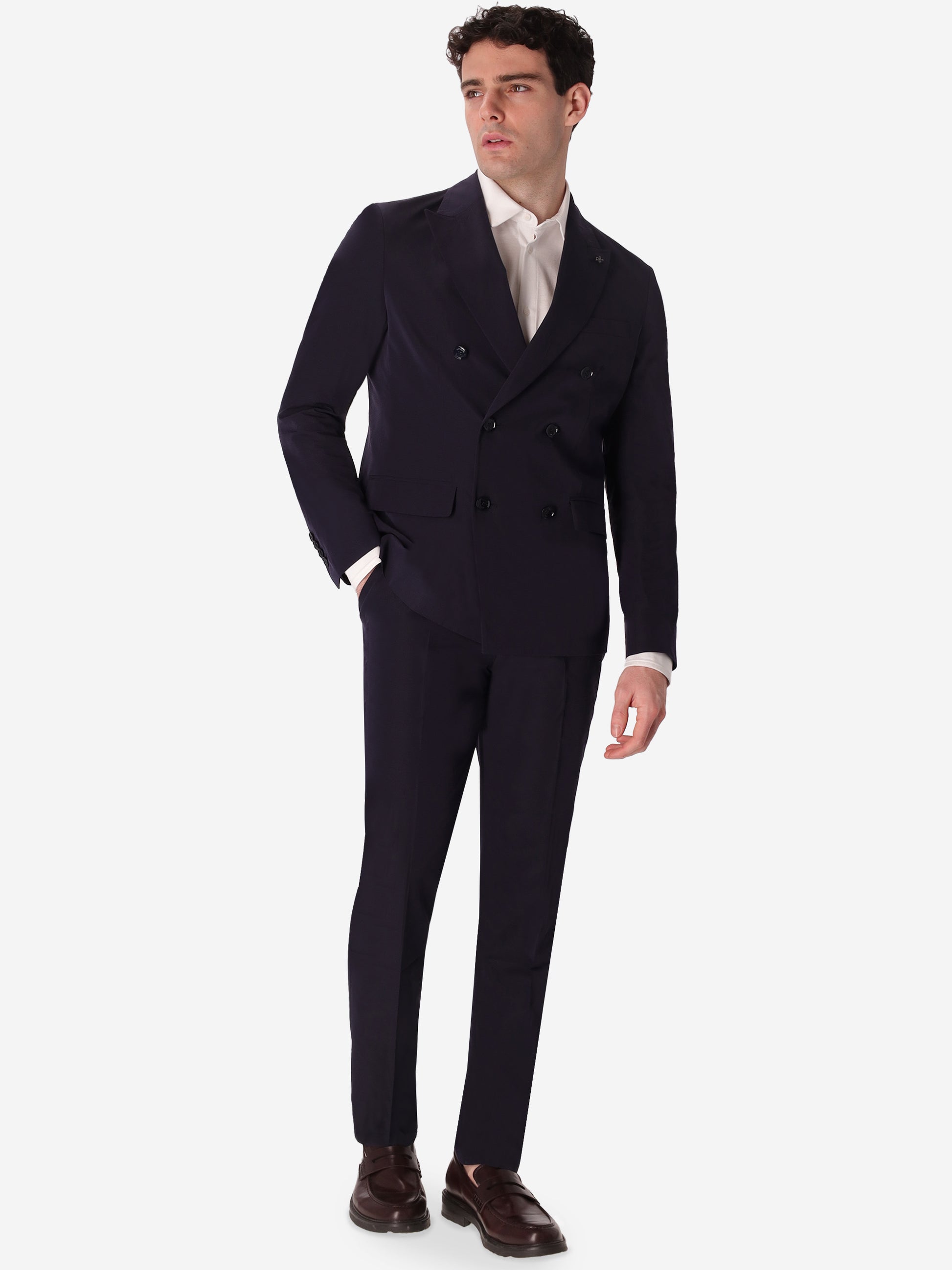 Double-Breasted Semi-Tailored Jacket Arezzo In Super-Comfort Embossed Fine Stripe Fabric