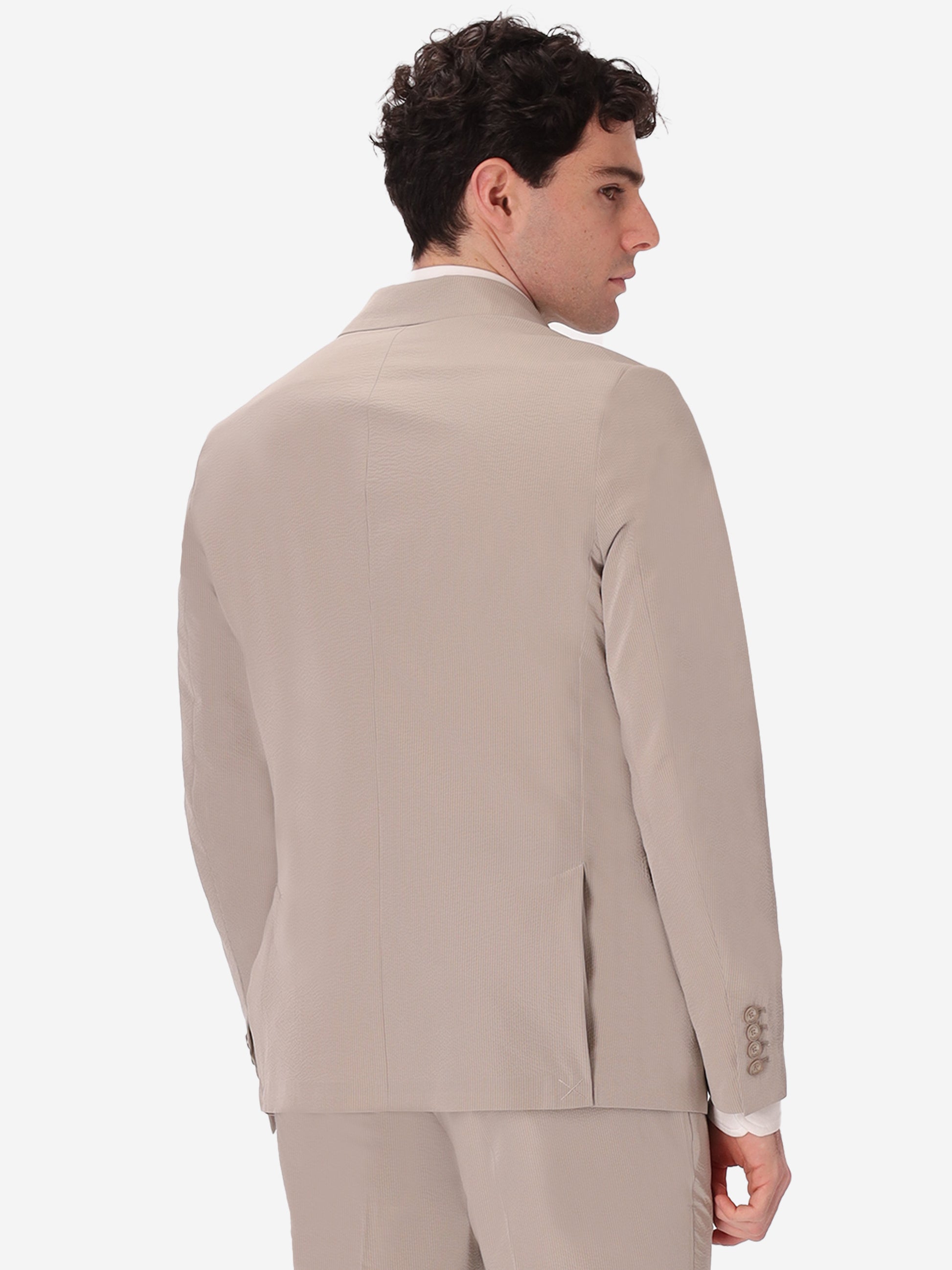 Double-Breasted Semi-Tailored Jacket Arezzo In Super-Comfort Embossed Fine Stripe Fabric