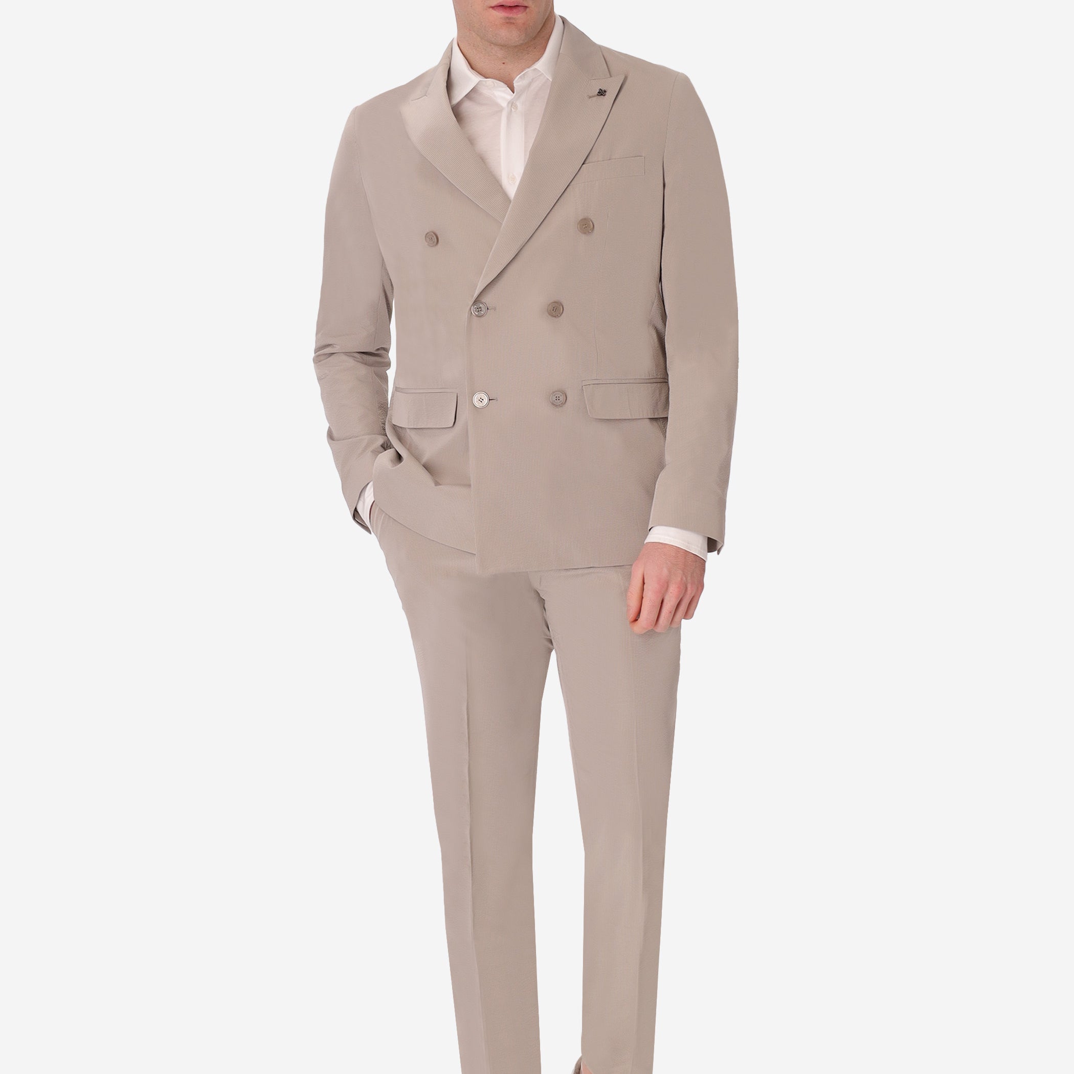 Abito Arezzo Grigio Chiaro In Tessuto Gessato Fine Goffrato Super-Comfort