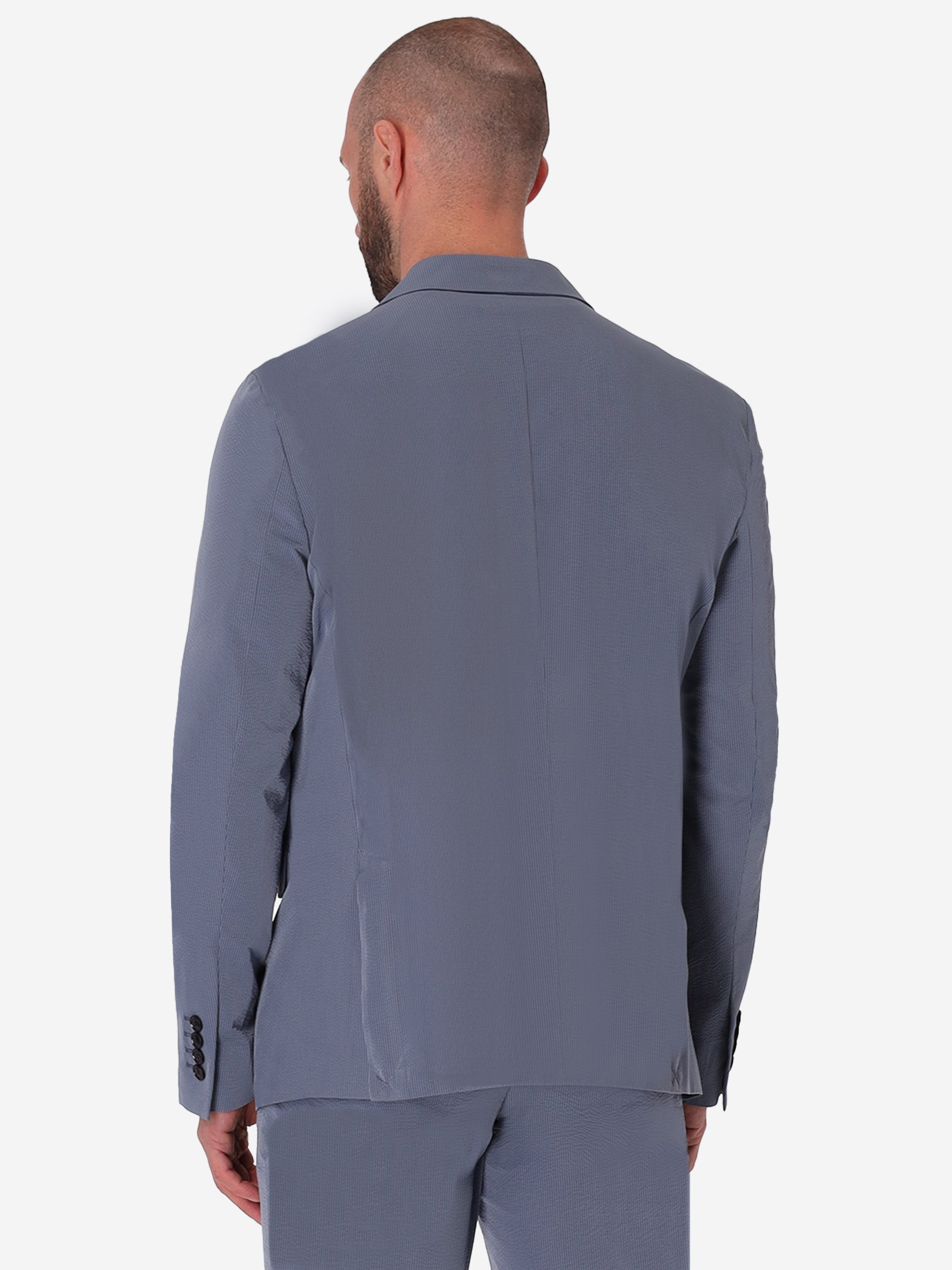 Double-Breasted Semi-Tailored Jacket Arezzo In Super-Comfort Embossed Fine Stripe Fabric