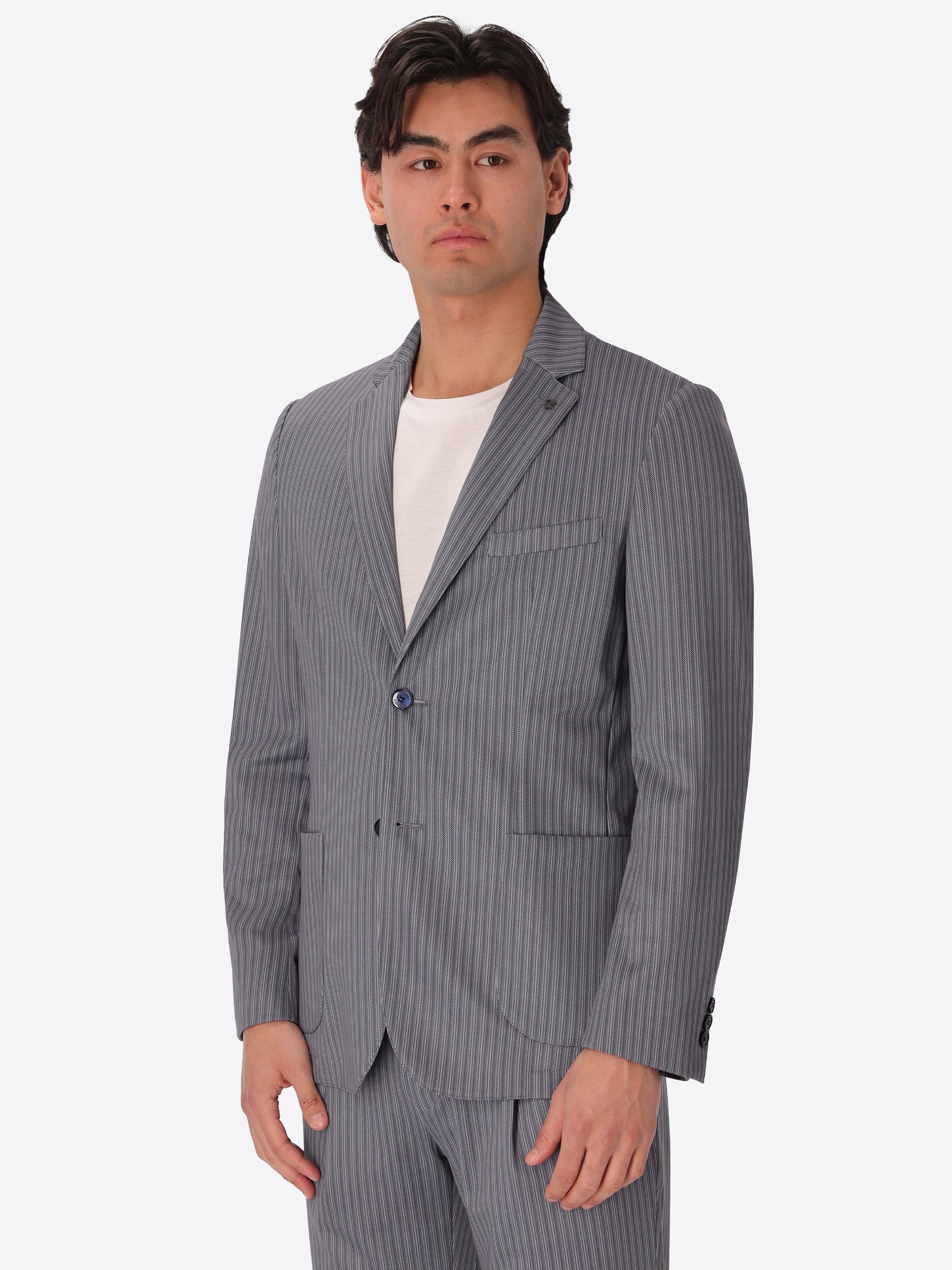 Suit Prugnolo In Technical Jersey Stripe Print Fabric