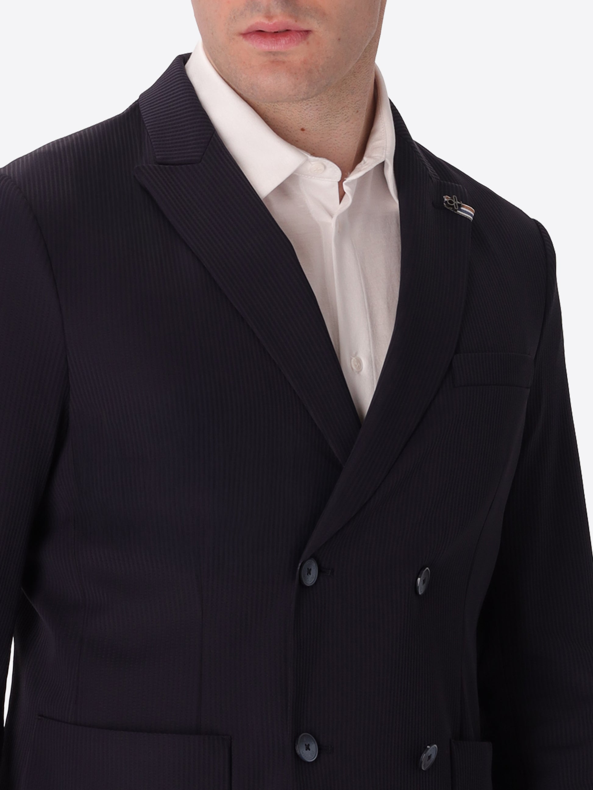 High-Perform12 Doppelreihige Jacke Leccio Aus Technischem Stretchgewebe Mit Reliefstreifen