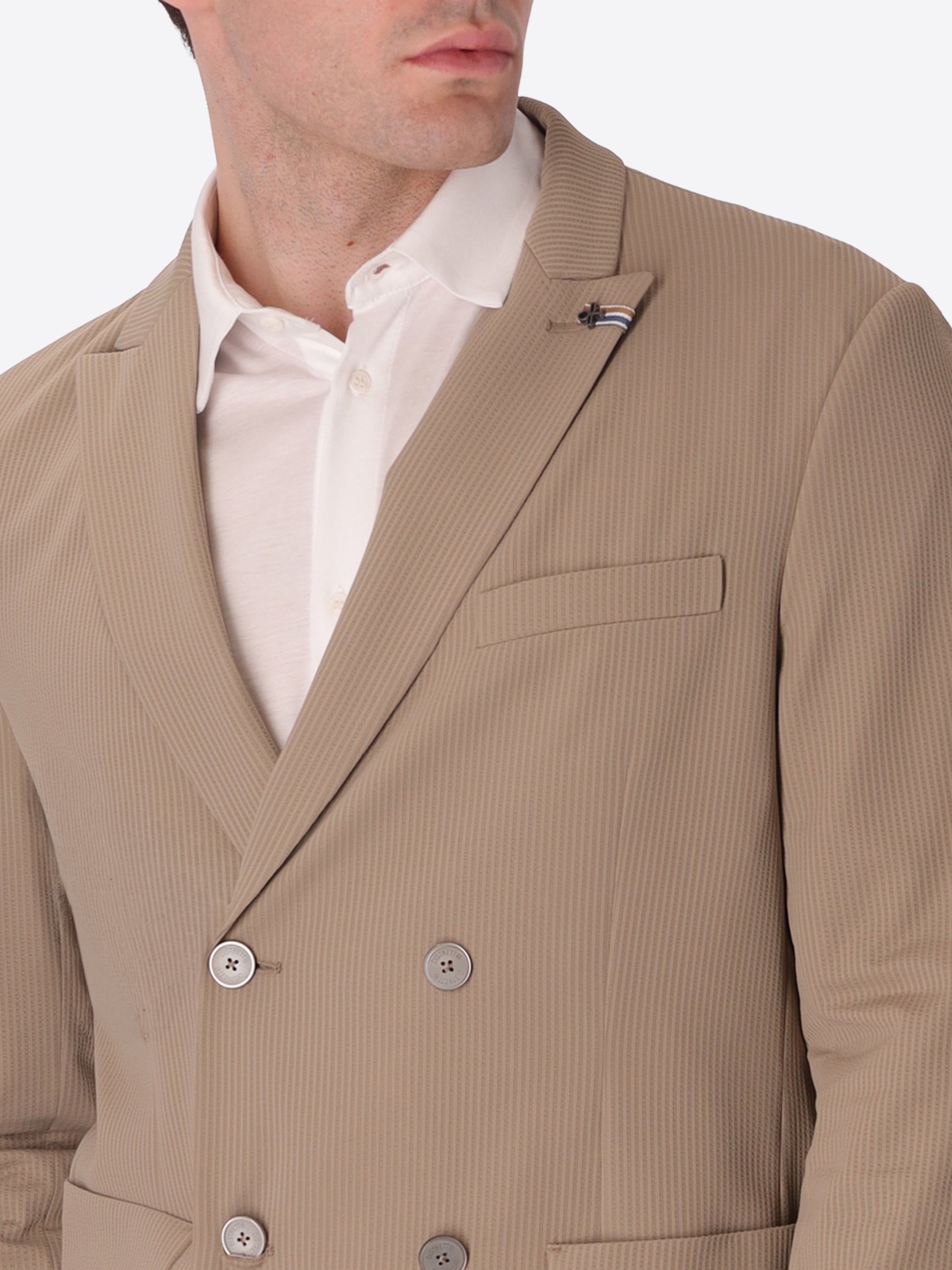 High-Perform12 Doppelreihige Jacke Leccio Aus Technischem Stretchgewebe Mit Reliefstreifen