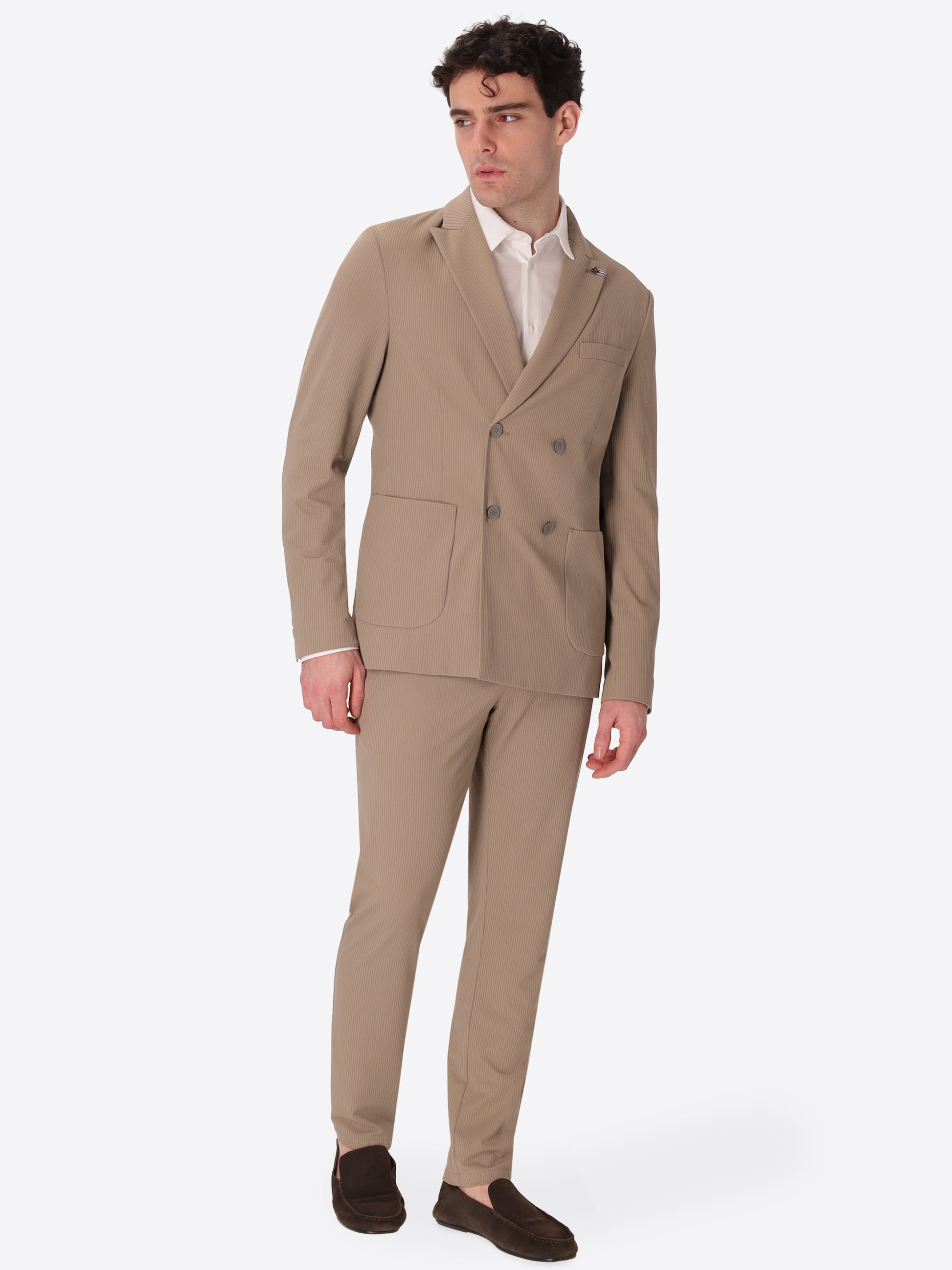 High-Perform12 Doppelreihige Jacke Leccio Aus Technischem Stretchgewebe Mit Reliefstreifen
