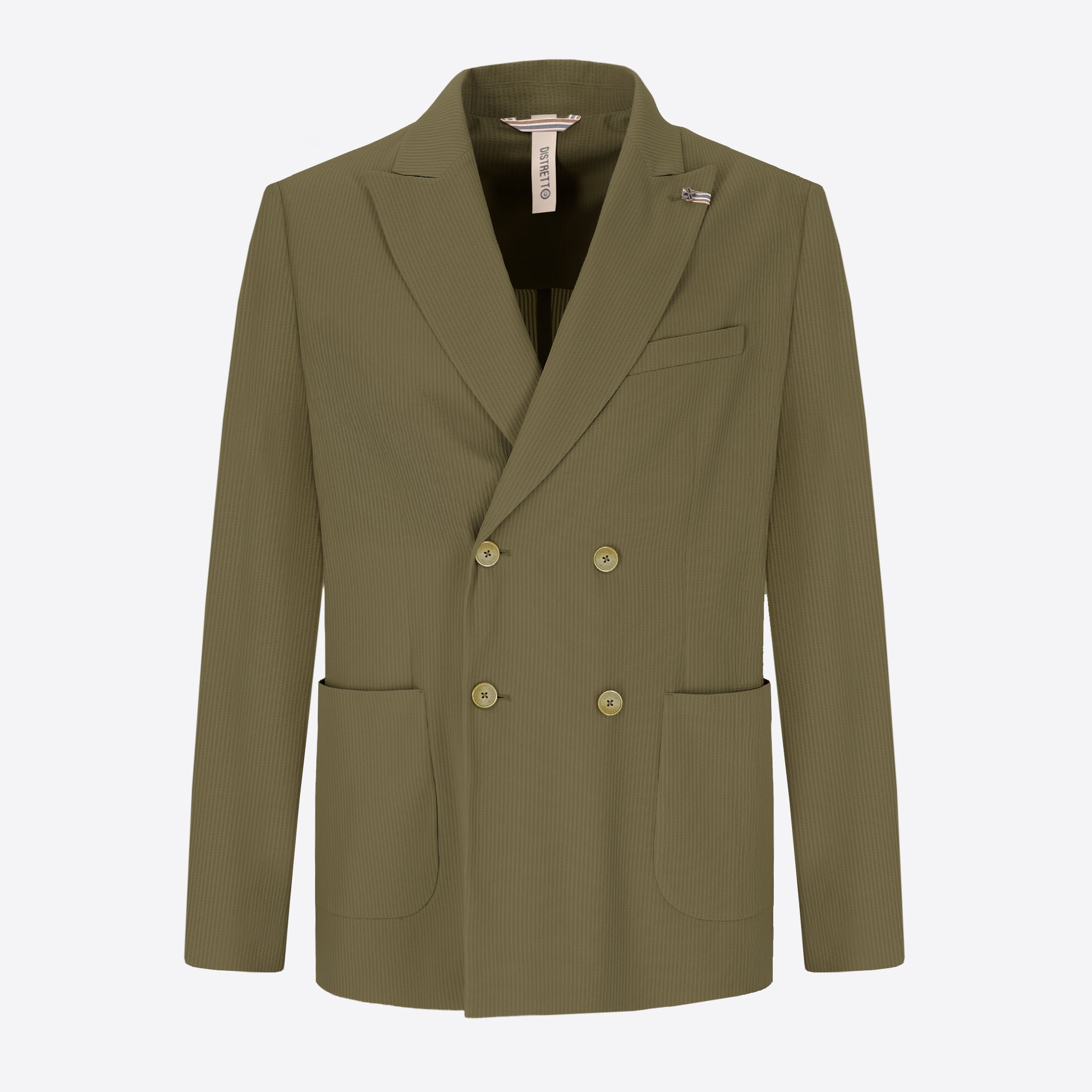 High-Perform12 Double-Breasted Jacket Leccio In Raised-Stripe Technical Stretch Fabric