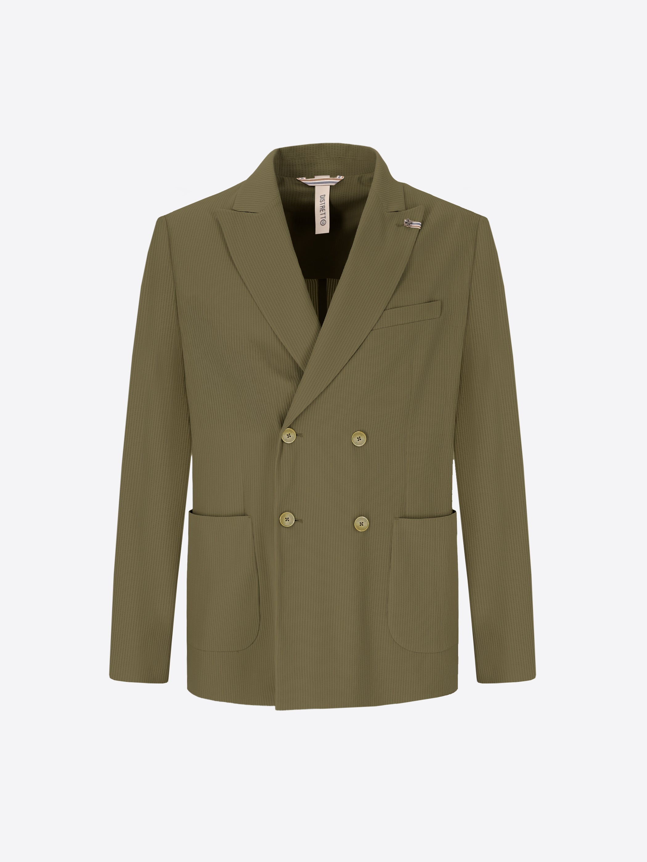 High-Perform12 Double-Breasted Jacket Leccio In Raised-Stripe Technical Stretch Fabric