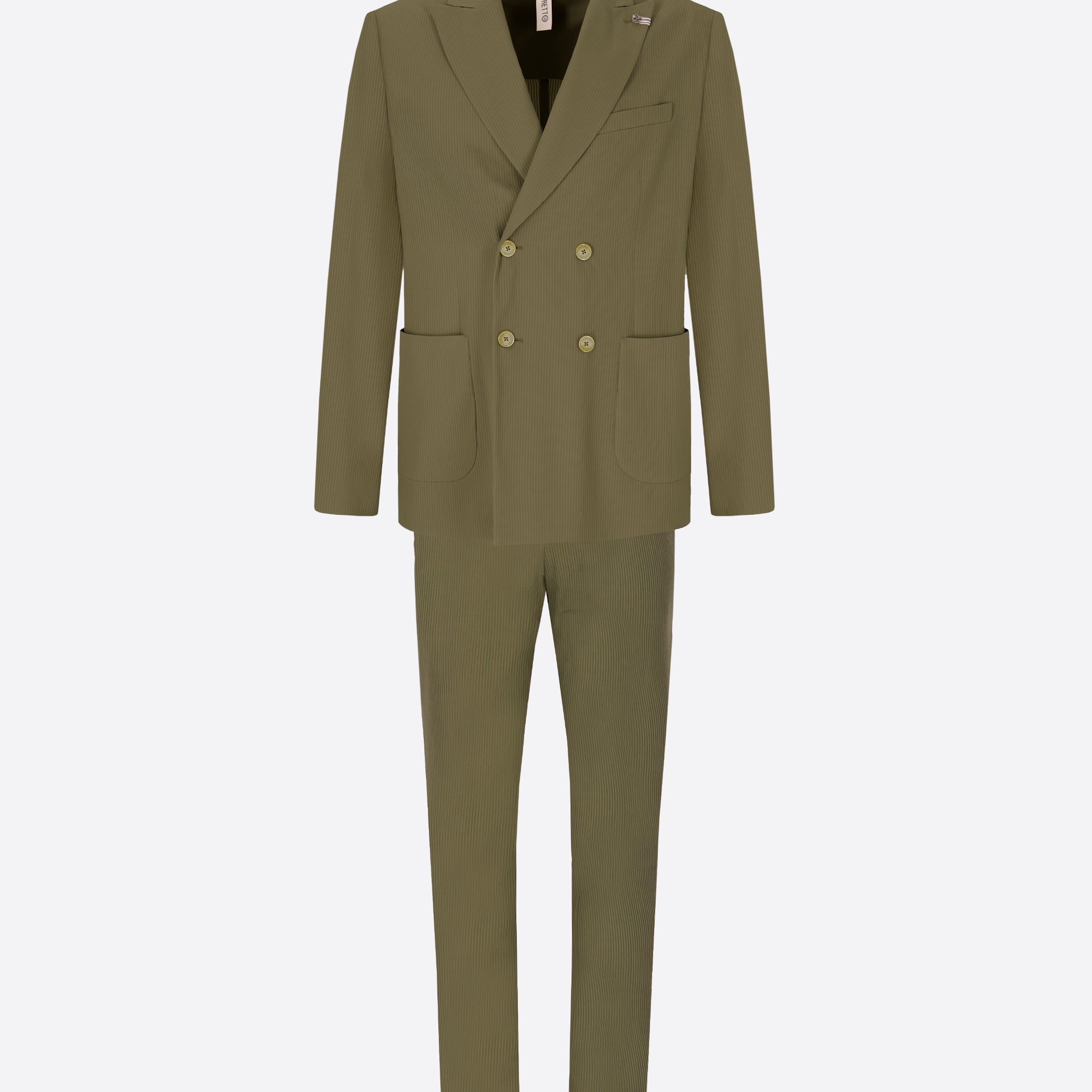 High-Perform12 Leccio Suit Moss In Raised-Stripe Technical Stretch Fabric