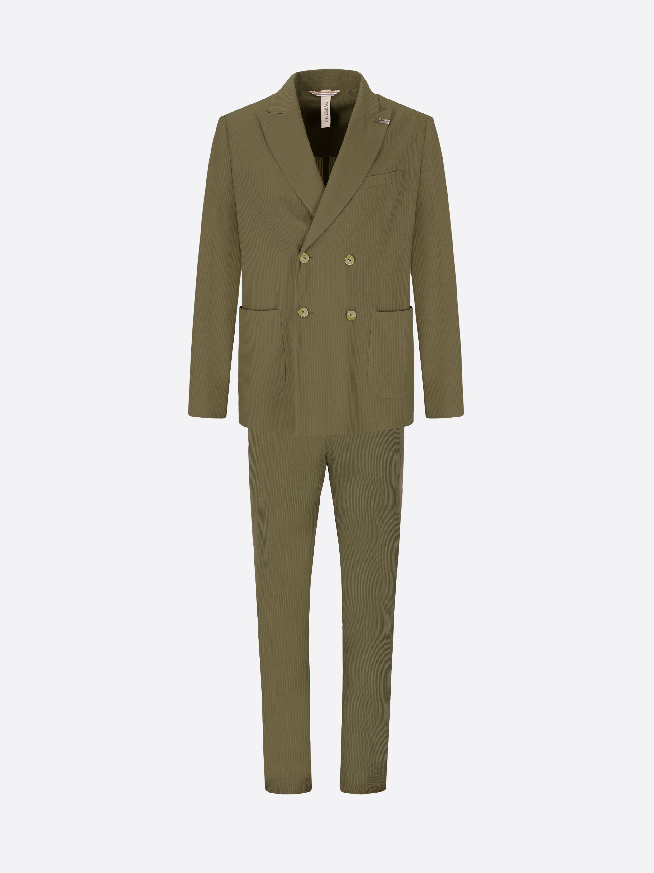 High-Perform12 Leccio Suit Moss In Raised-Stripe Technical Stretch Fabric