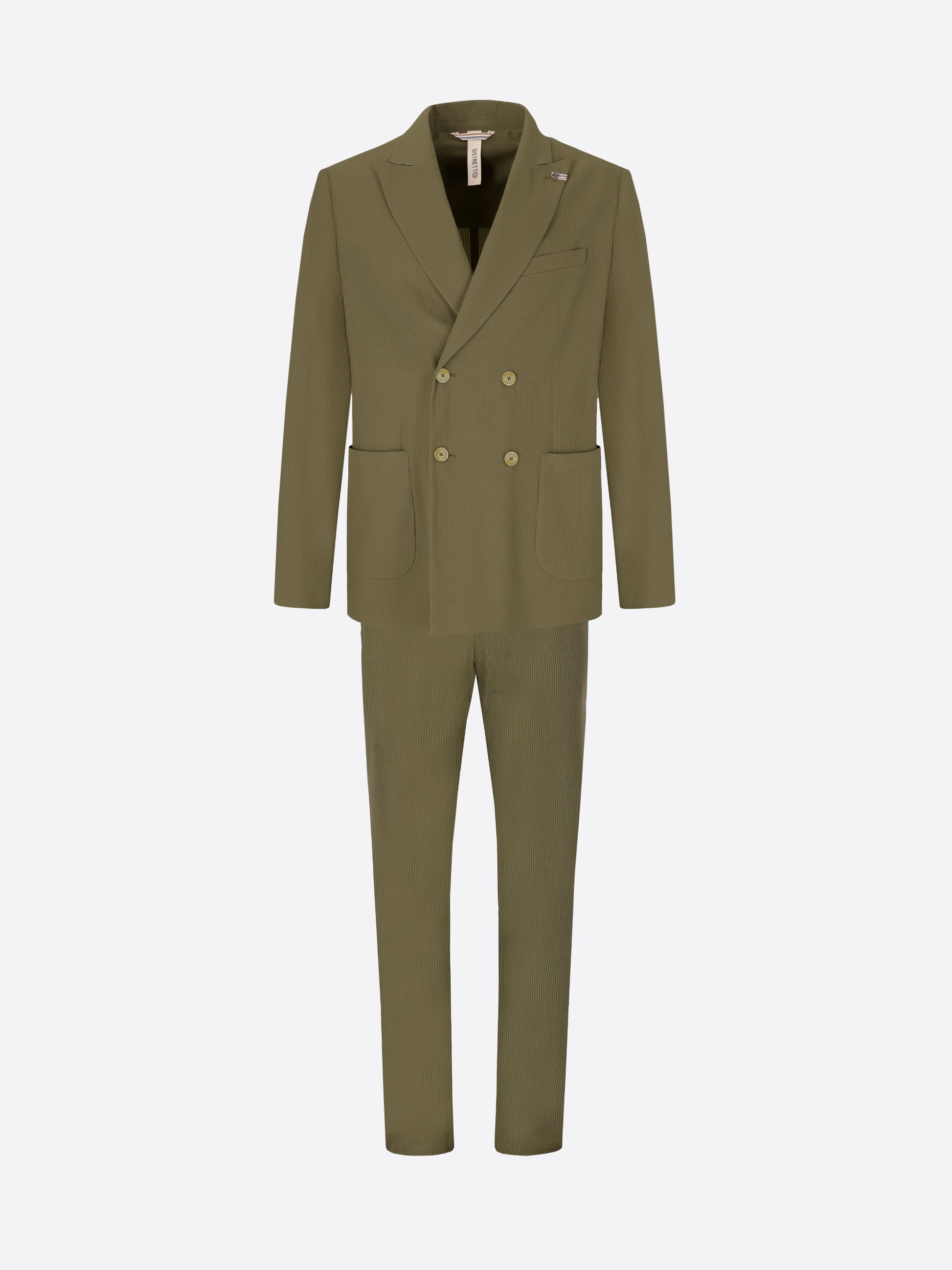 High-Perform12 Leccio Suit Moss In Raised-Stripe Technical Stretch Fabric