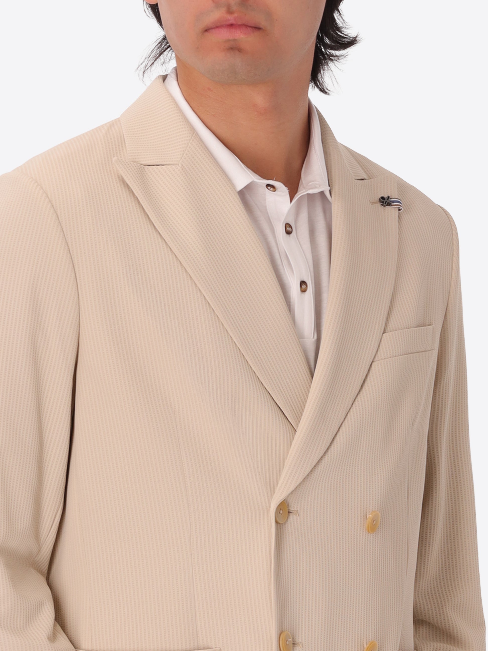High-Perform12 Doppelreihige Jacke Leccio Aus Technischem Stretchgewebe Mit Reliefstreifen