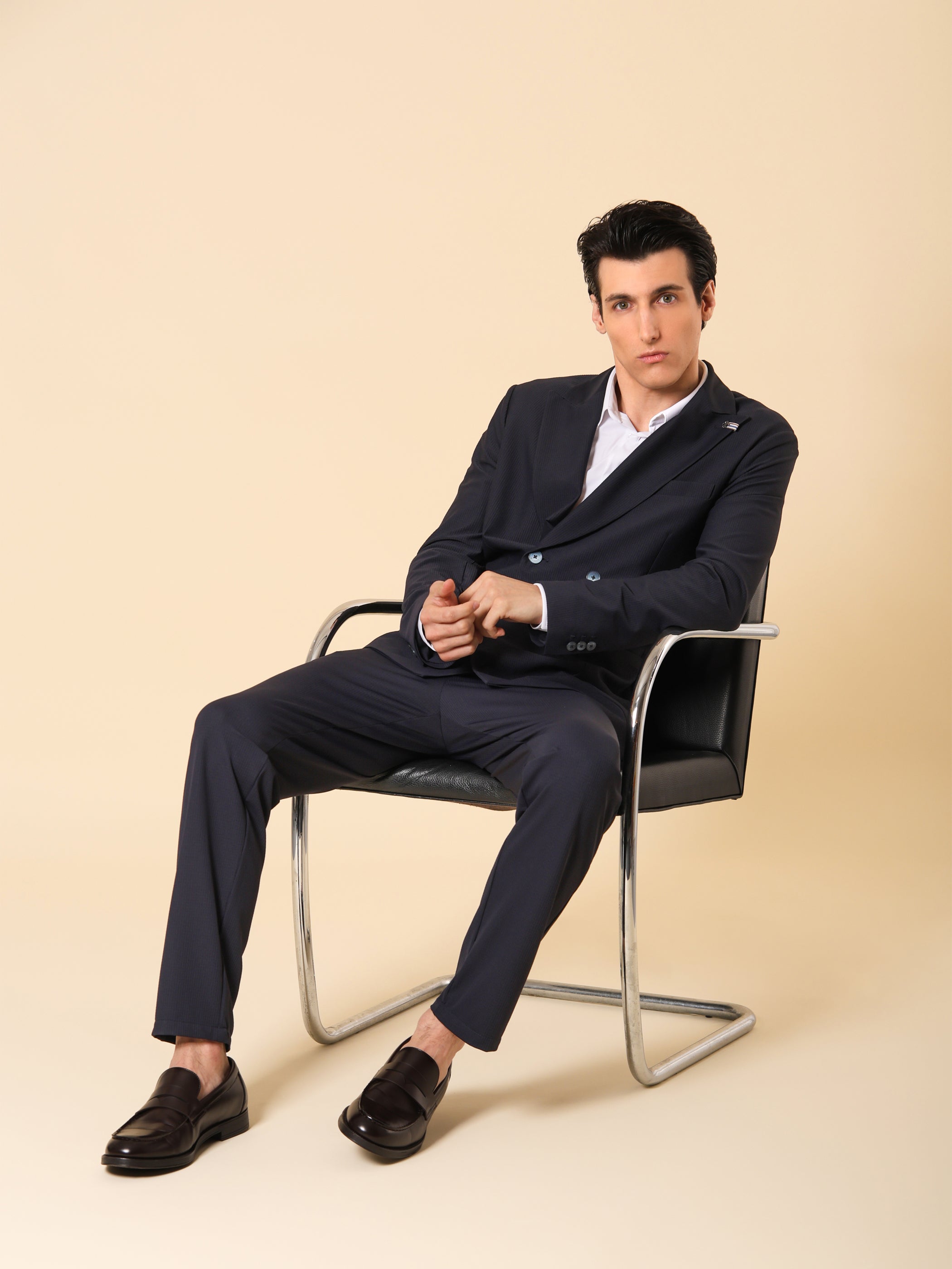 High-Perform12 Double-Breasted Jacket Era In Micro-Structured Performance Fabric