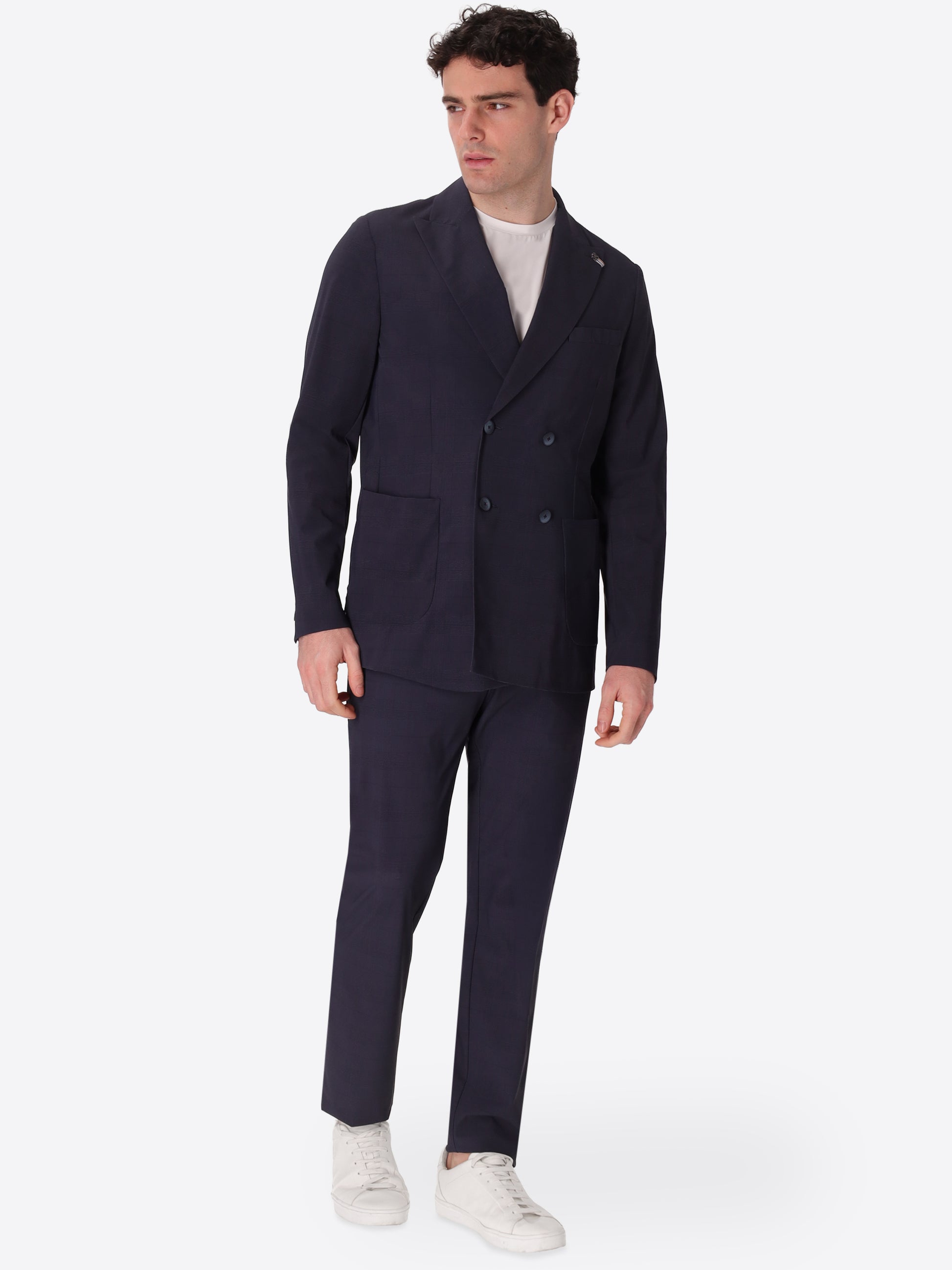High-Perform12 Doppelreihige Jacke Quercia Aus Technischem Stretchgewebe Mit Prince-Of-Wales-Dessin