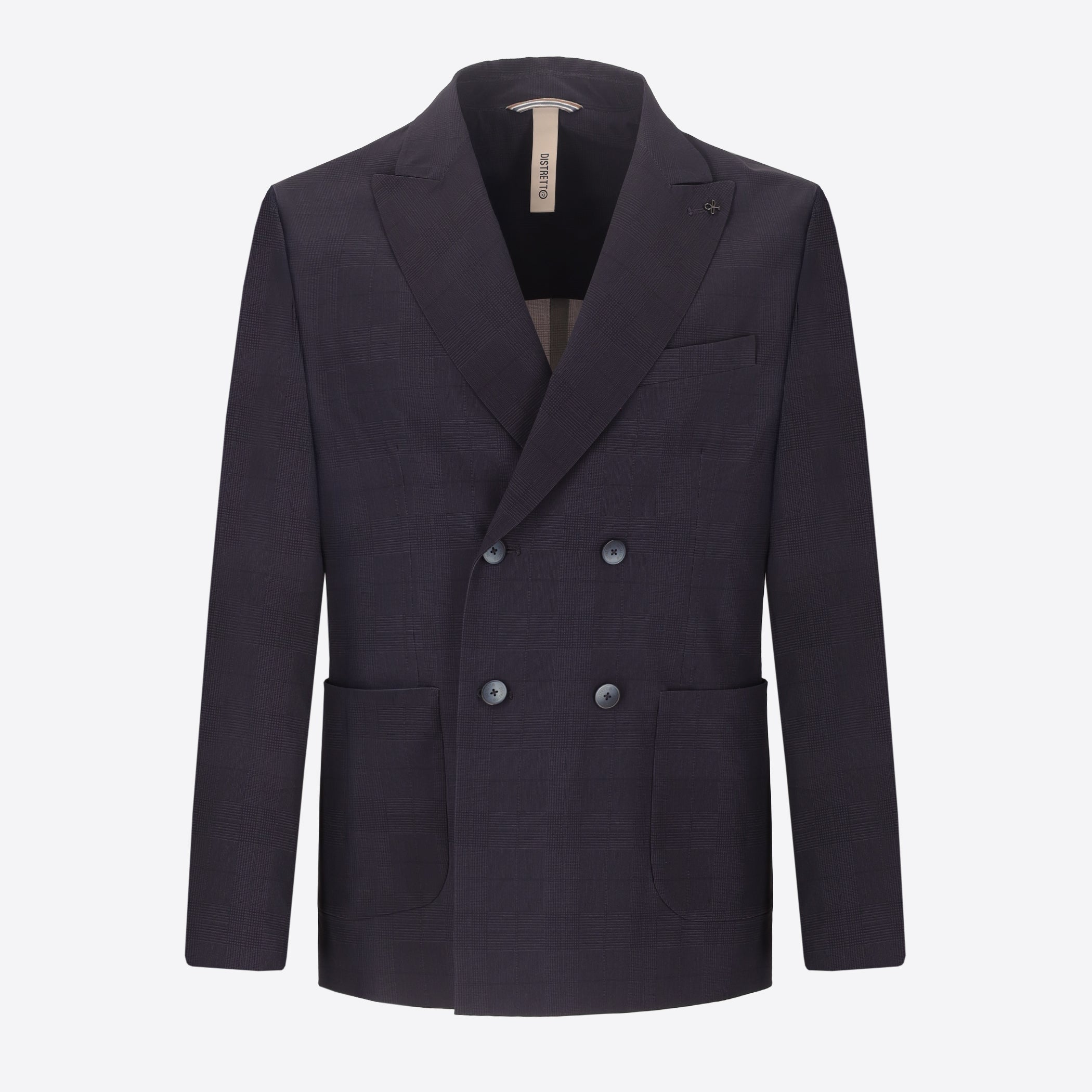 High-Perform12 Double-Breasted Jacket Quercia In Technical Active Stretch Prince Of Wales Fabric