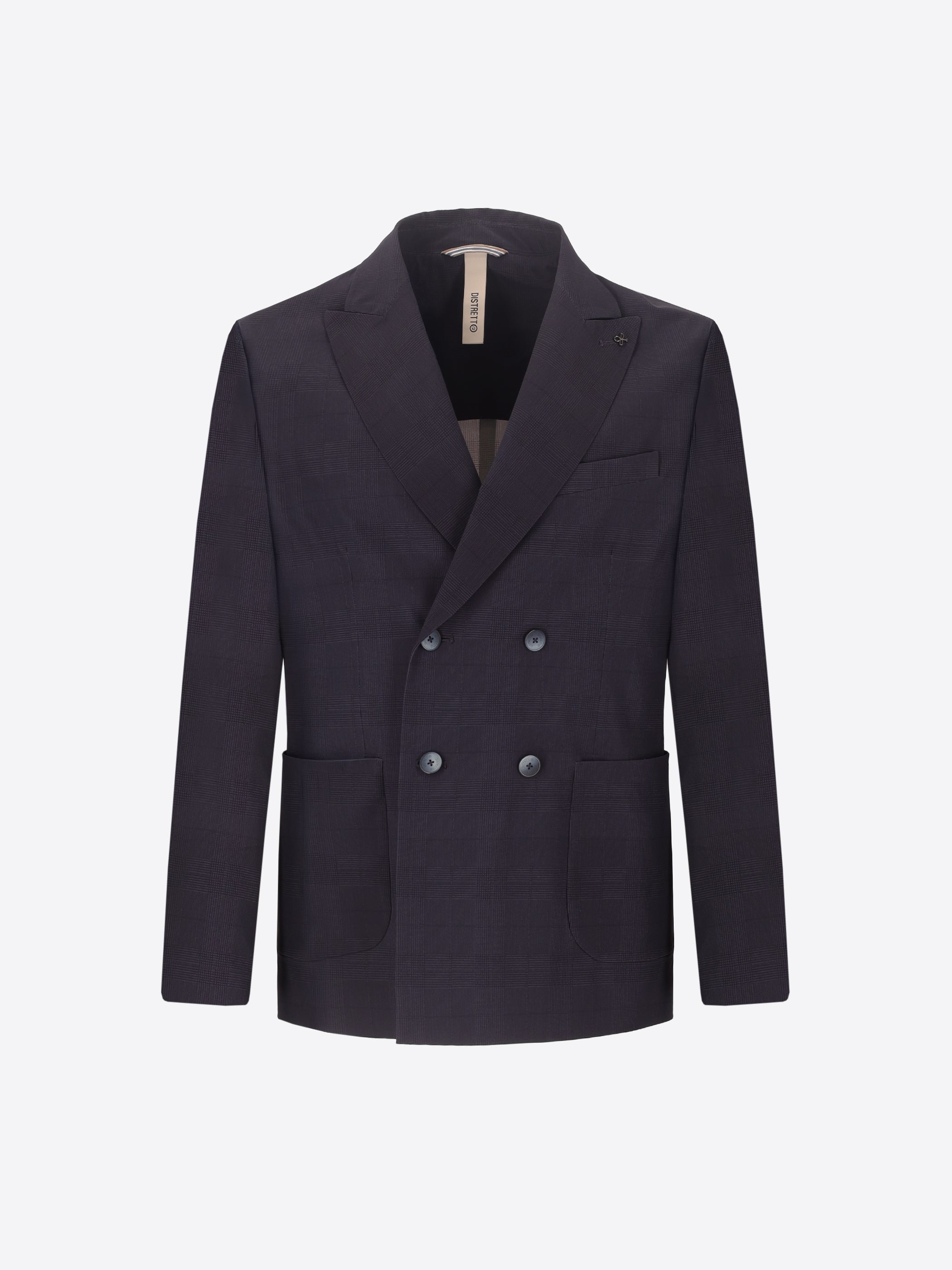 High-Perform12 Double-Breasted Jacket Quercia In Technical Active Stretch Prince Of Wales Fabric