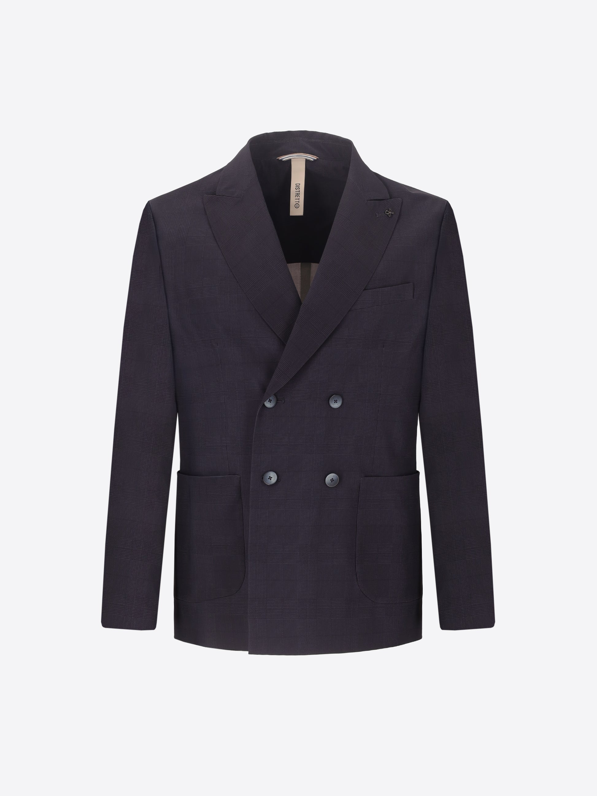 High-Perform12 Double-Breasted Jacket Quercia In Technical Active Stretch Prince Of Wales Fabric