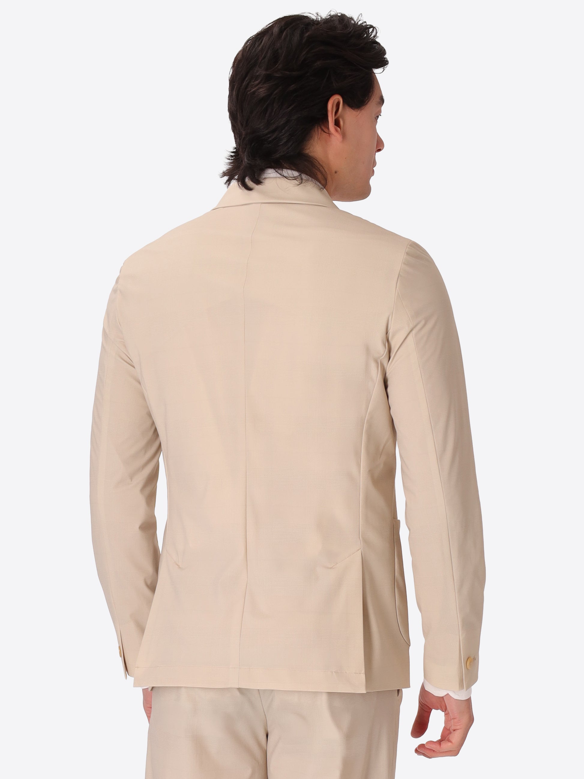 High-Perform12 Quercia Suit Travertine In Technical Active Stretch Prince of Wales Fabric