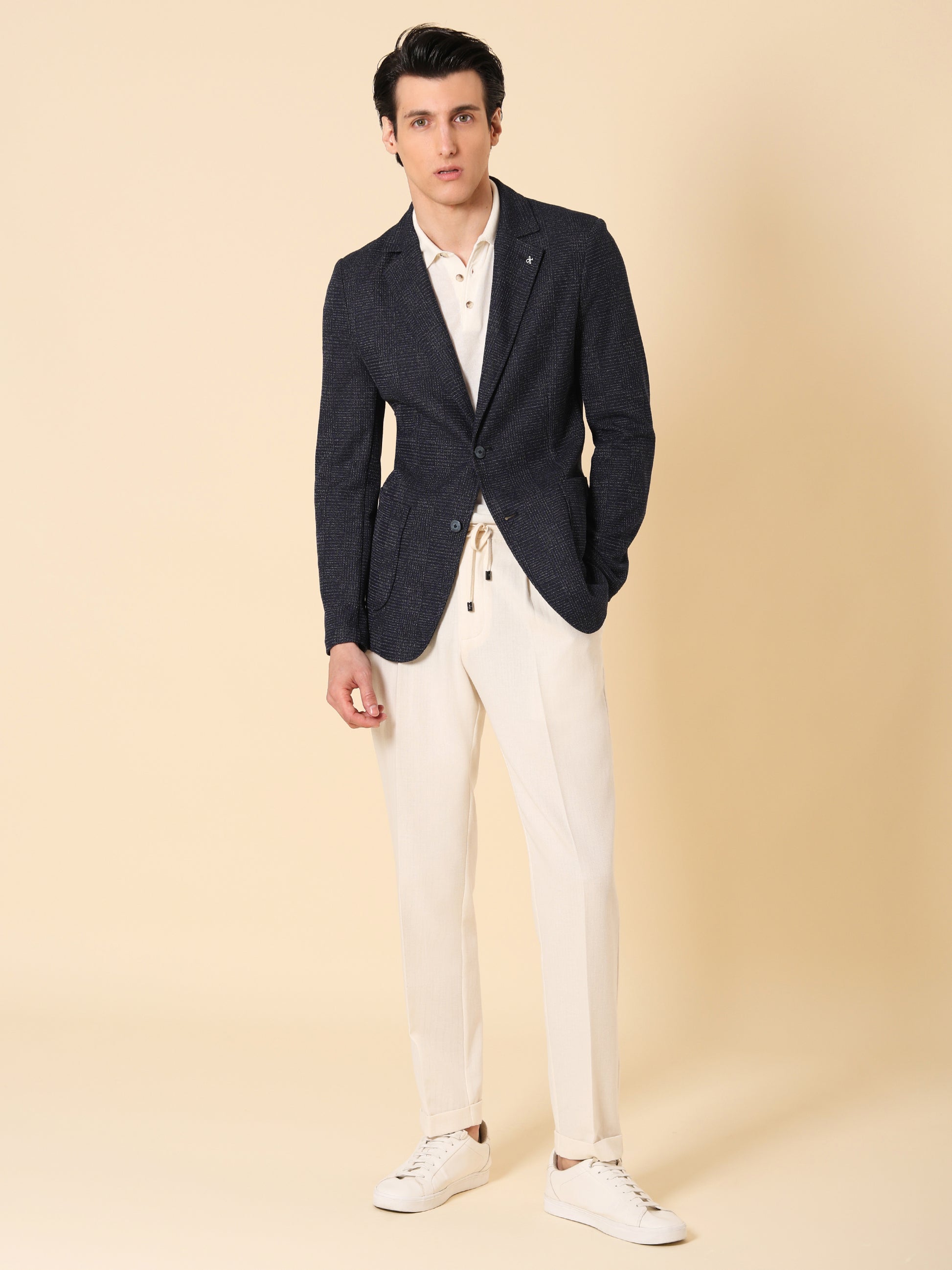 Jacket Narciso In Stretch Knit Prince Of Wales Jacquard Fabric