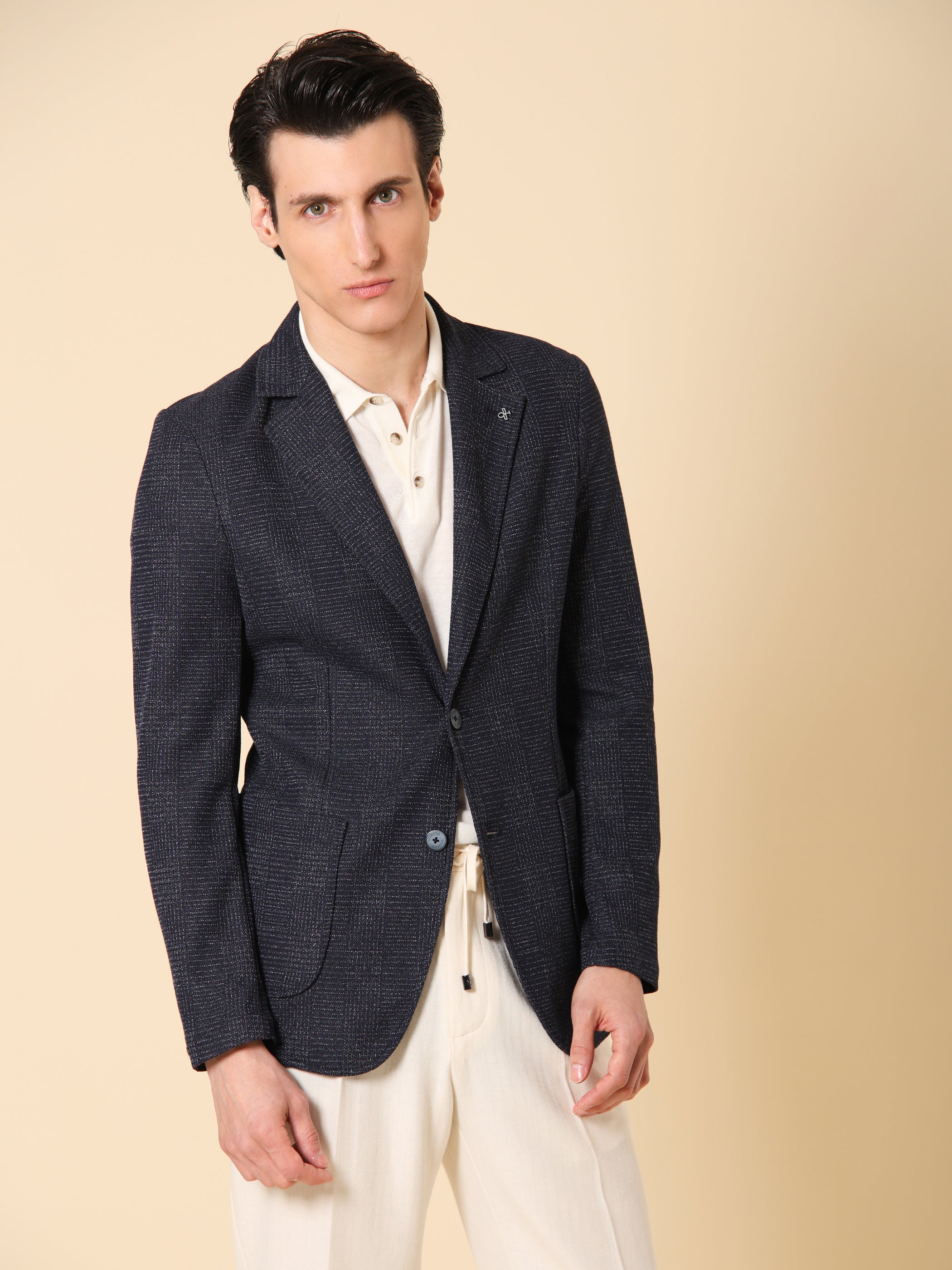 Jacket Narciso In Stretch Knit Prince Of Wales Jacquard Fabric