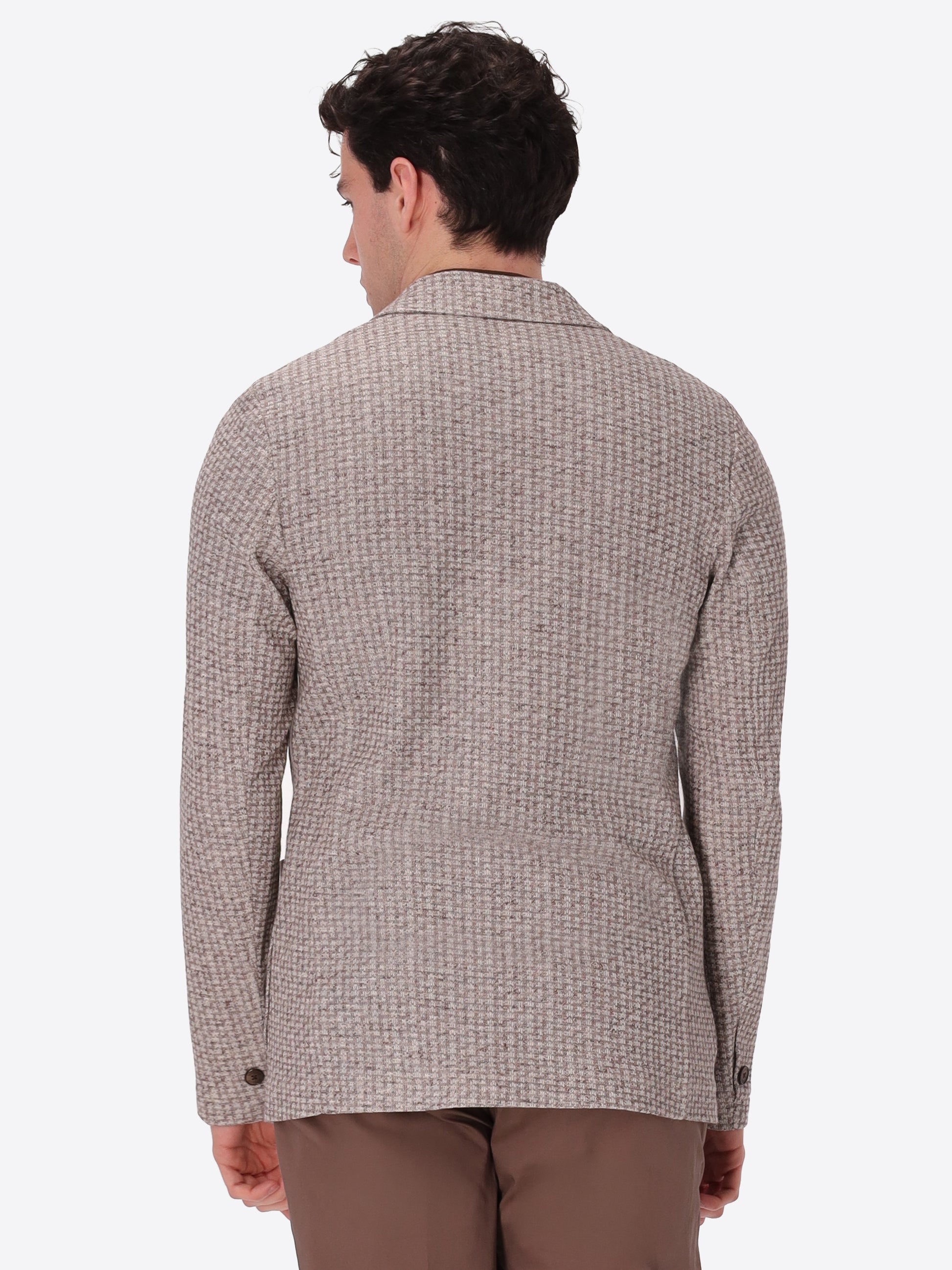 Jacket Nespolo In Stretch Knit Houndstooth Jacquard Fabric