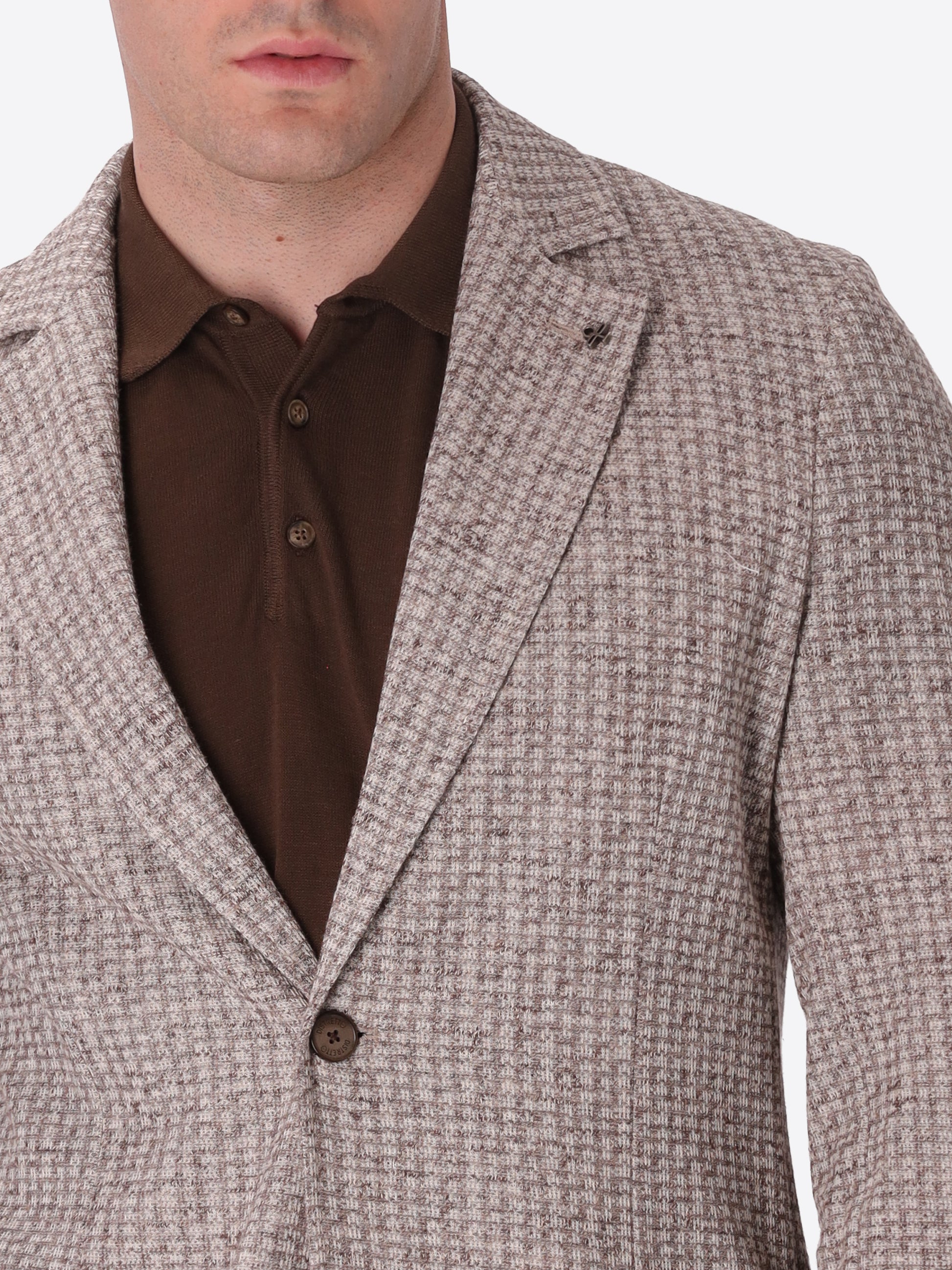 Jacket Nespolo In Stretch Knit Houndstooth Jacquard Fabric