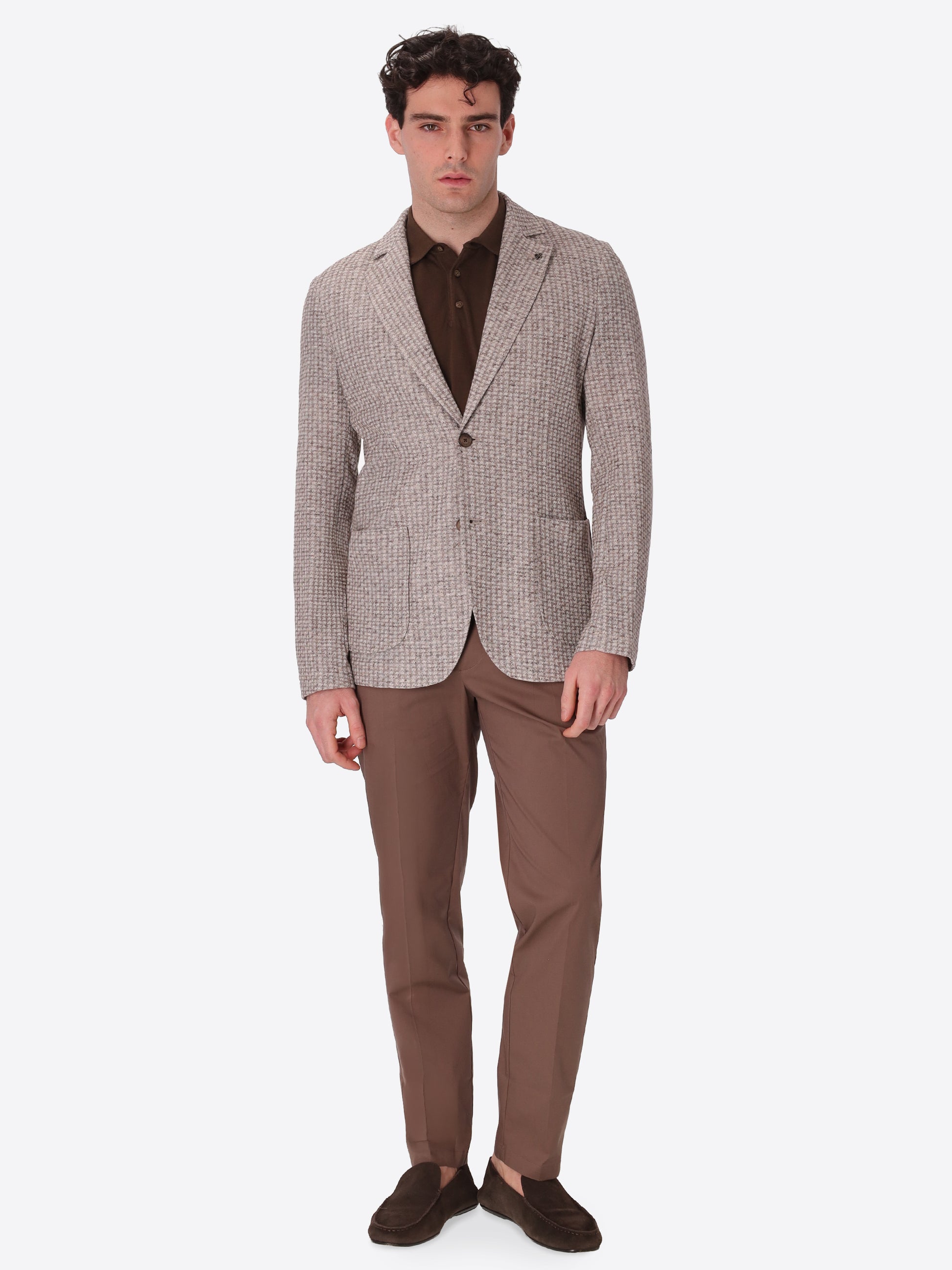 Jacket Nespolo In Stretch Knit Houndstooth Jacquard Fabric