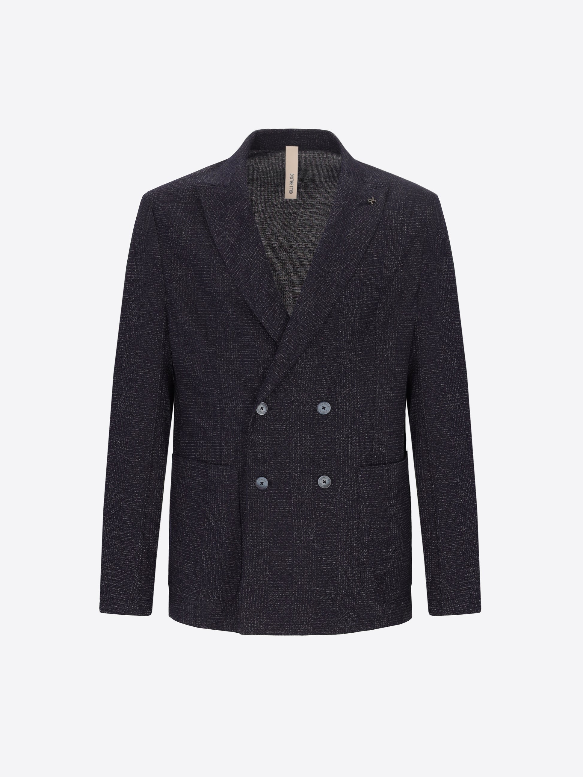 Double-Breasted Jacket Narciso In Stretch Knit Prince Of Wales Jacquard Fabric